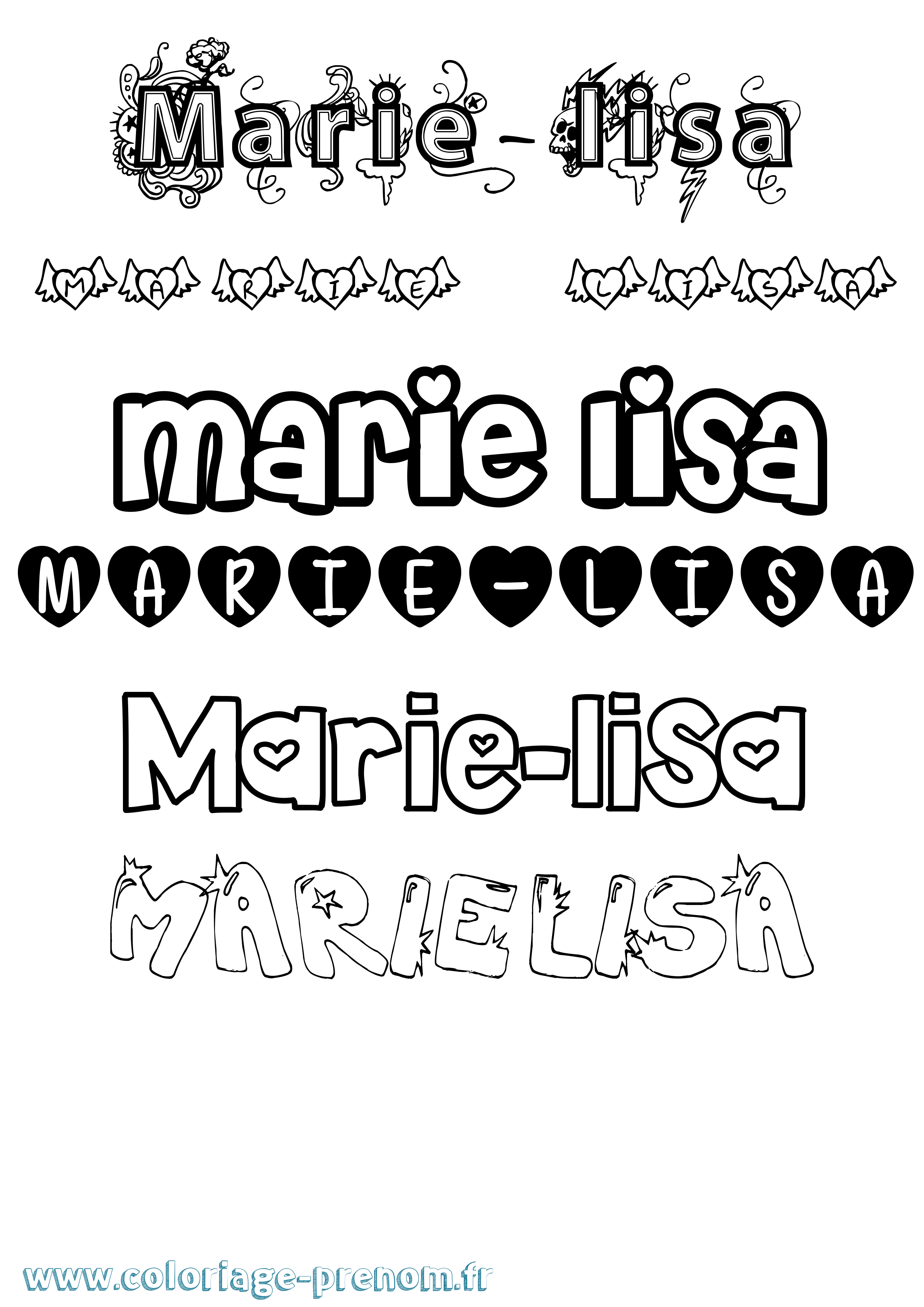 Coloriage Marie-Lisa Girly Coloriage prénom Marie-Lisa Girly