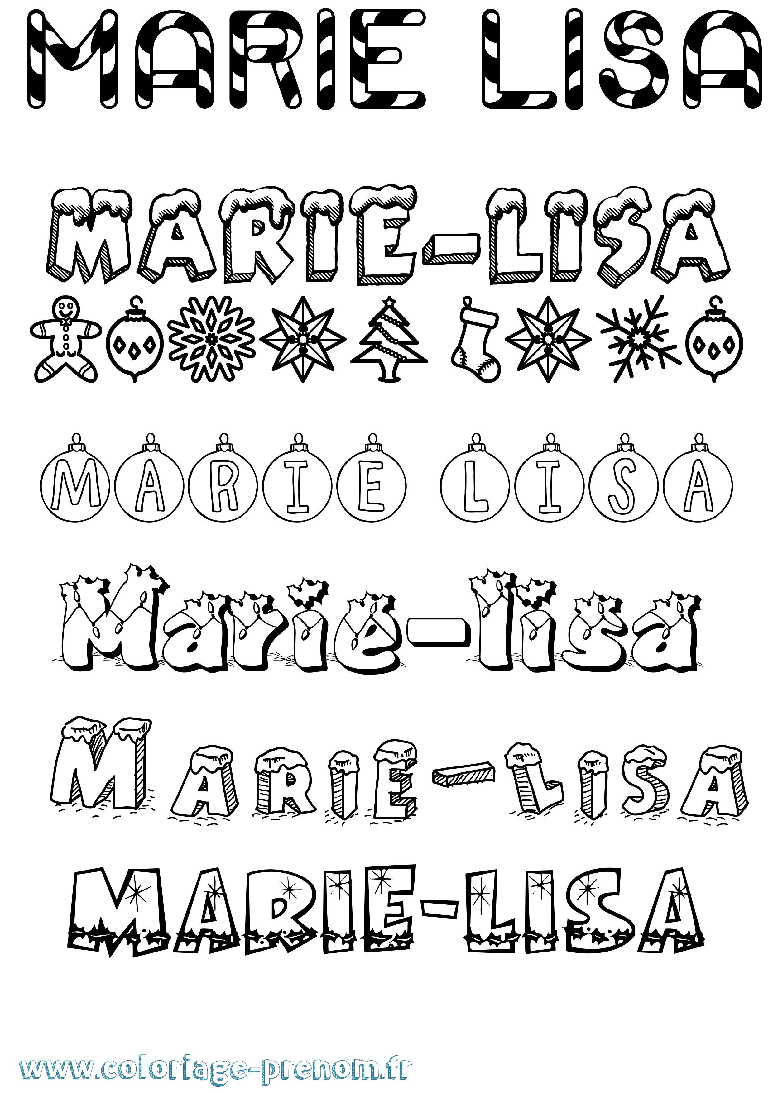Coloriage Marie-Lisa Noël Coloriage prénom Marie-Lisa Noël