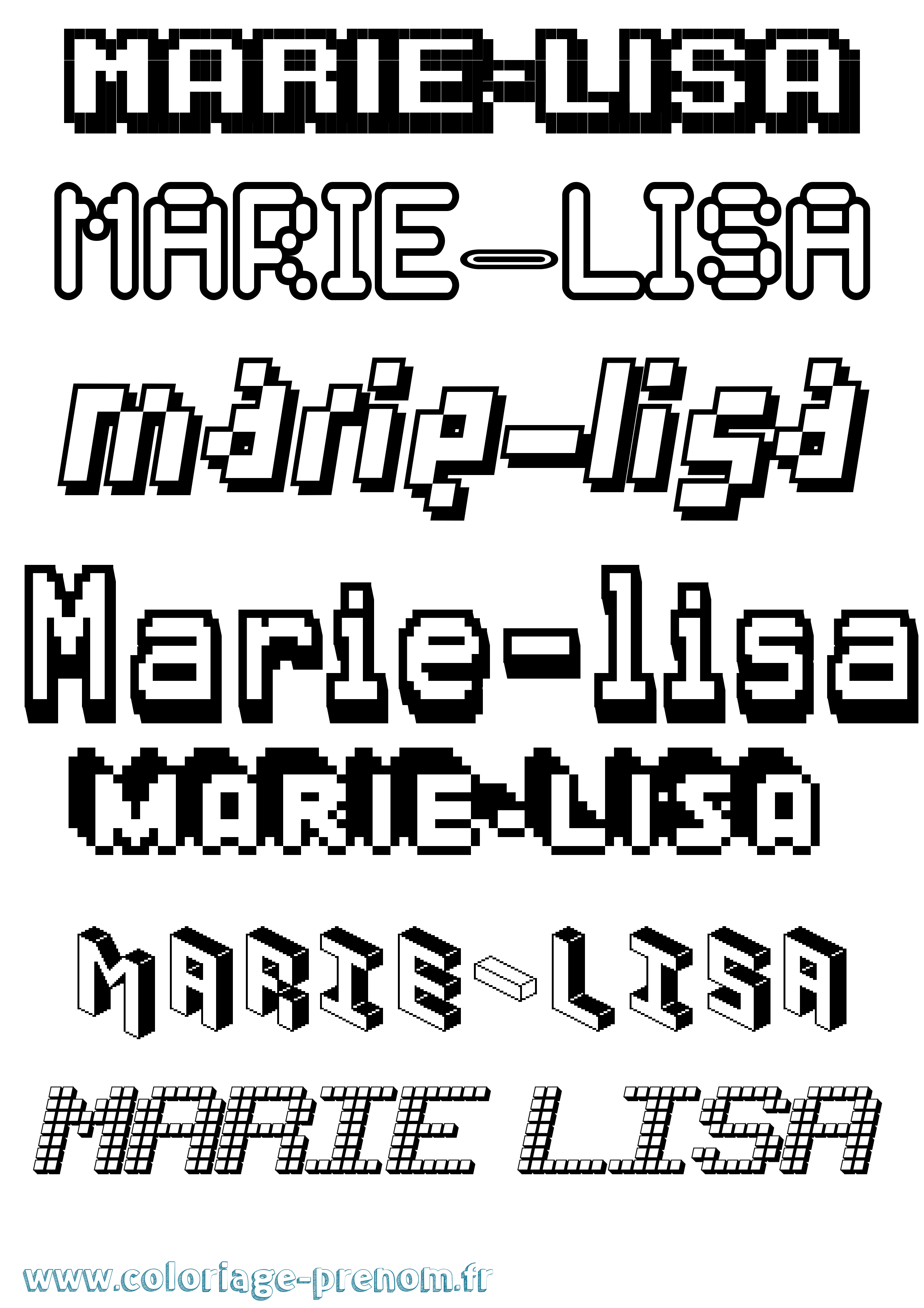 Coloriage Marie-Lisa Pixel Coloriage prénom Marie-Lisa Pixel