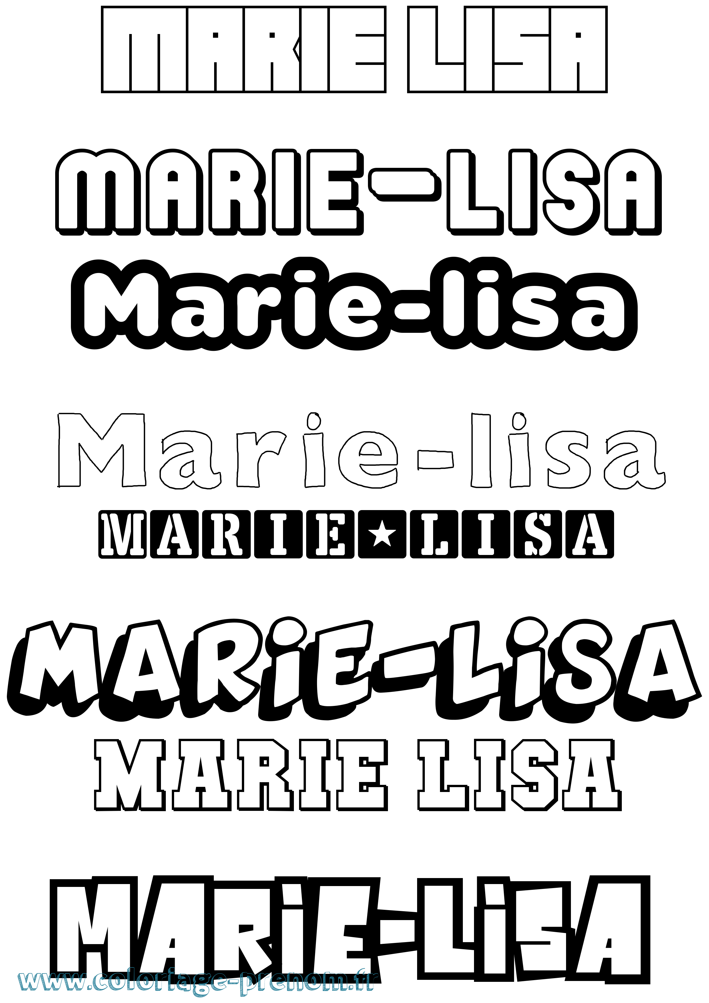 Coloriage Marie-Lisa Simple Coloriage prénom Marie-Lisa Simple