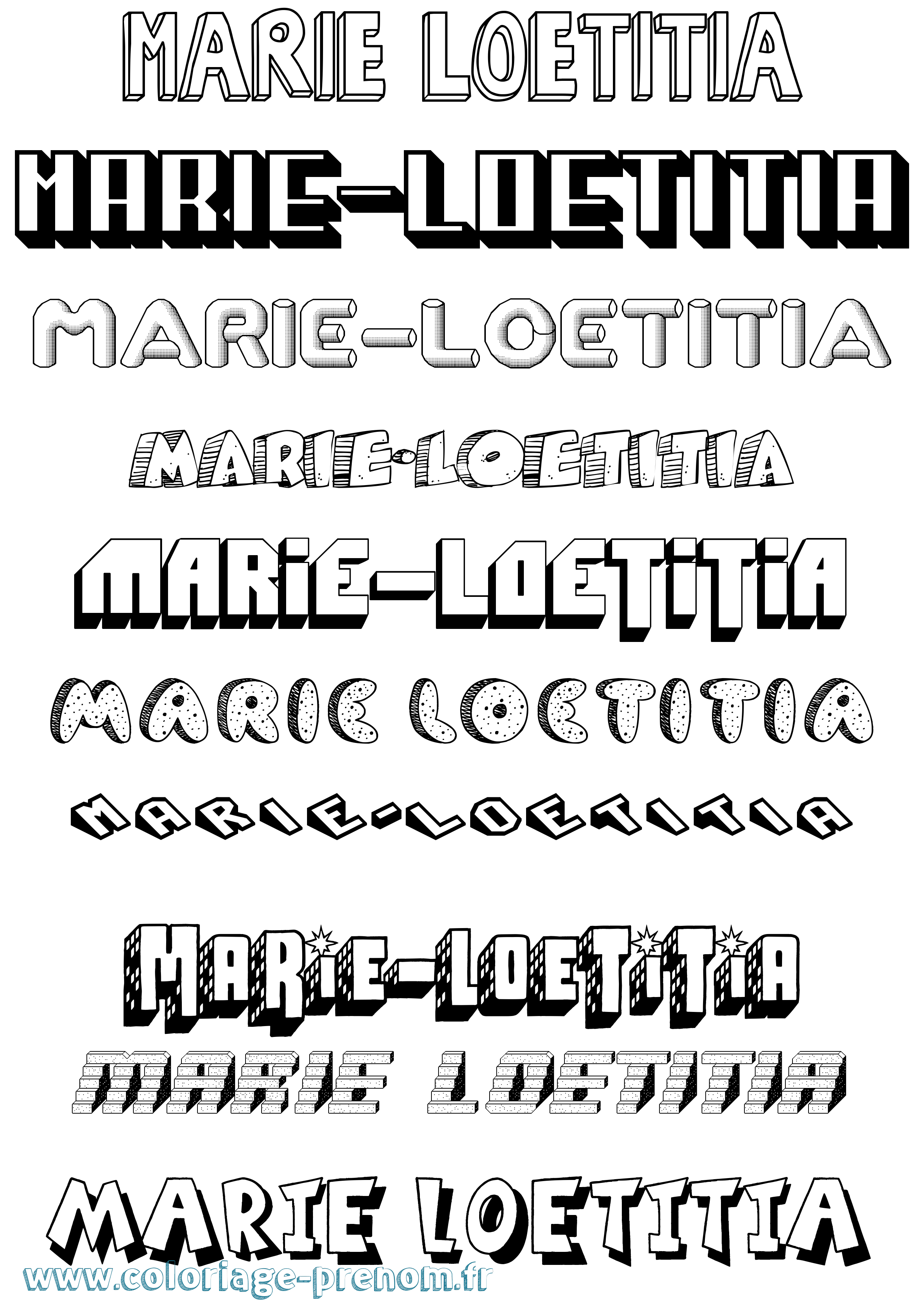 Coloriage Marie-Loetitia Effet 3D Coloriage prénom Marie-Loetitia Effet 3D