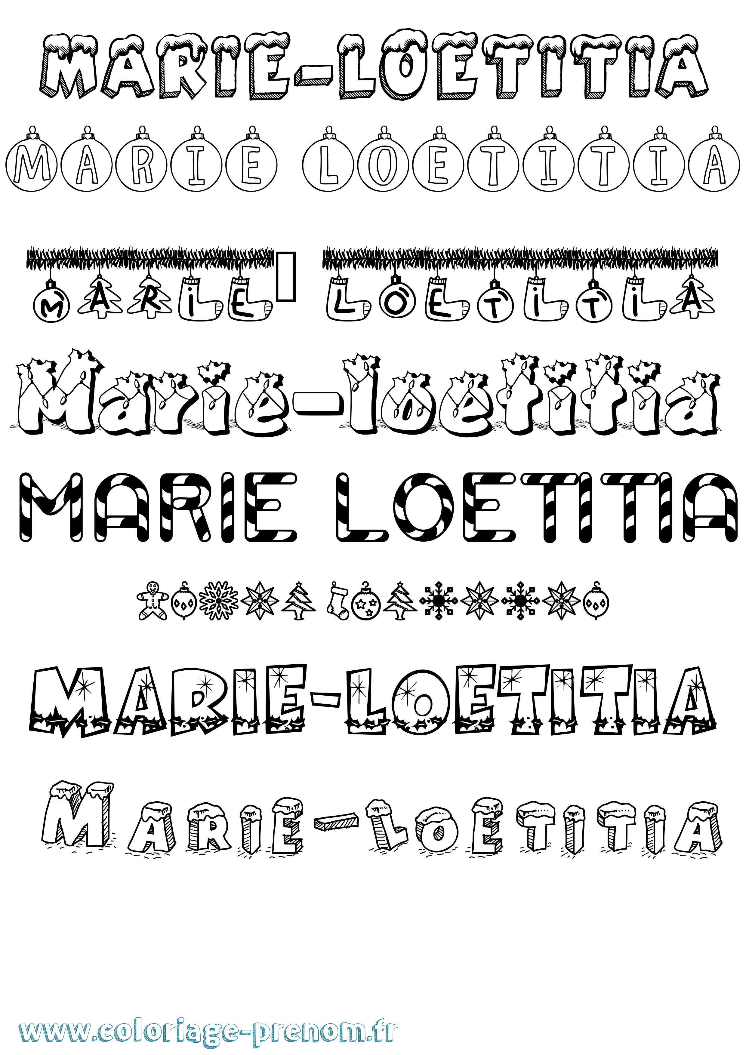 Coloriage Marie-Loetitia Noël Coloriage prénom Marie-Loetitia Noël