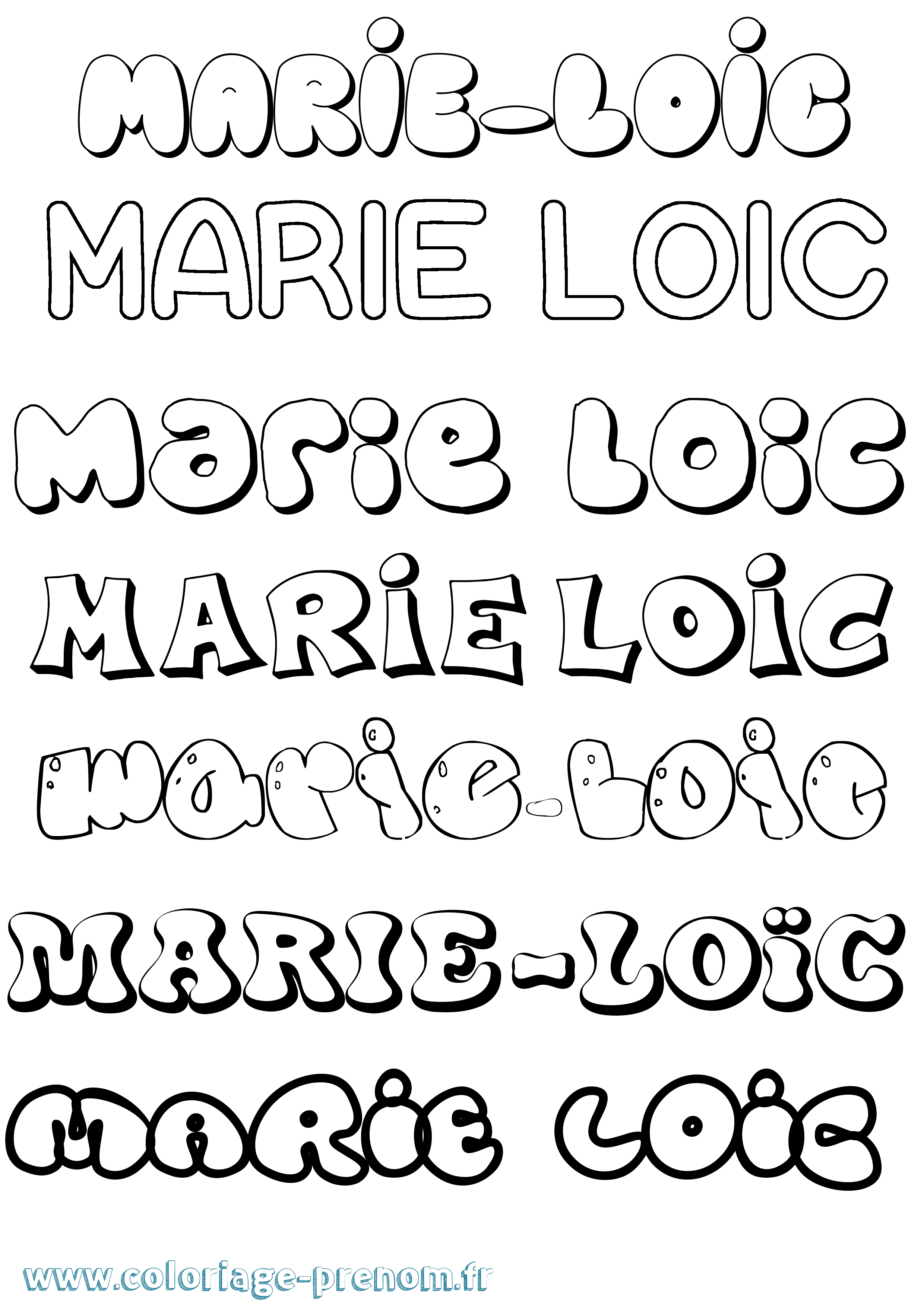 Coloriage Marie-Loïc Bubble Coloriage prénom Marie-Loïc Bubble