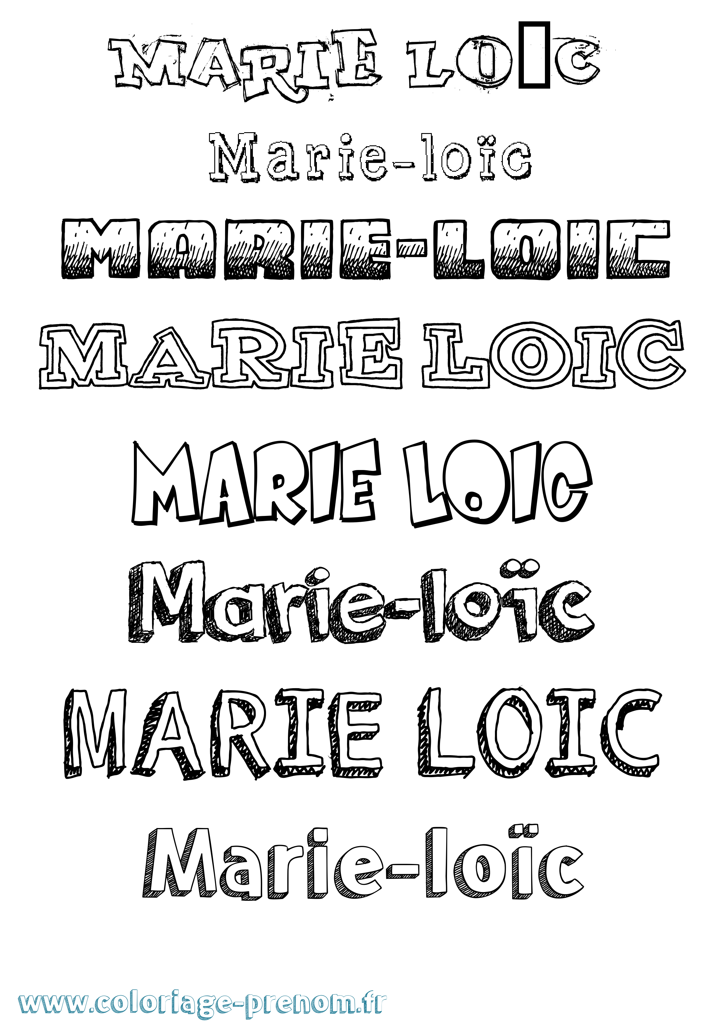 Coloriage Marie-Loïc Dessiné Coloriage prénom Marie-Loïc Dessiné