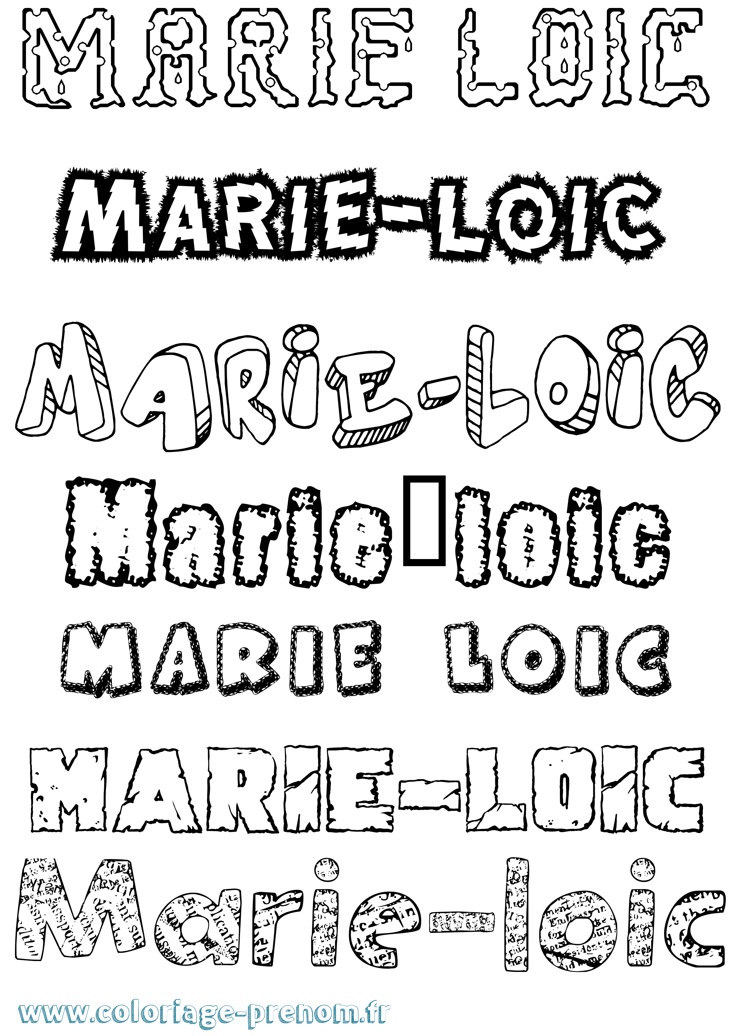 Coloriage Marie-Loïc Destructuré Coloriage prénom Marie-Loïc Destructuré