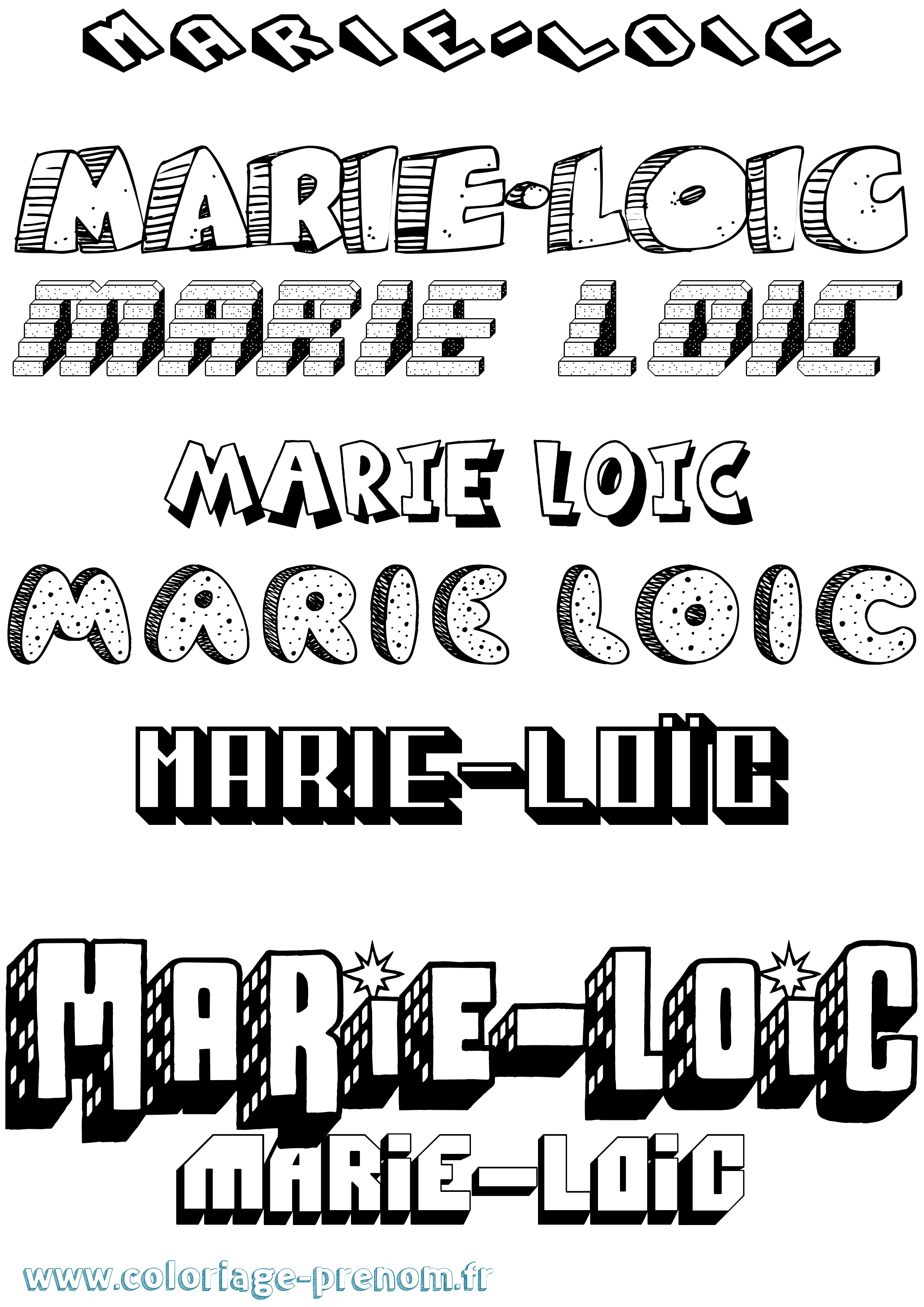 Coloriage Marie-Loïc Effet 3D Coloriage prénom Marie-Loïc Effet 3D