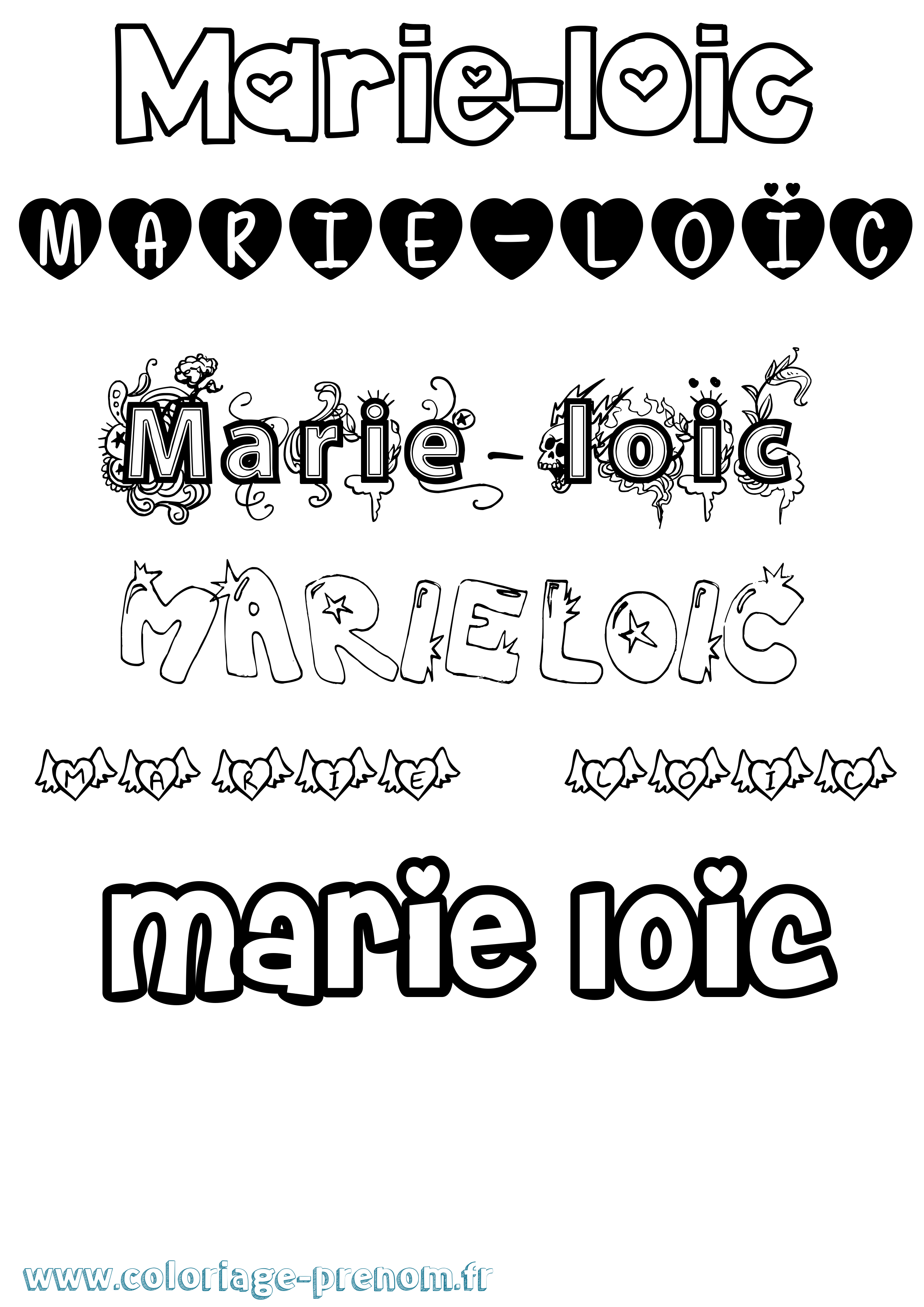 Coloriage Marie-Loïc Girly Coloriage prénom Marie-Loïc Girly