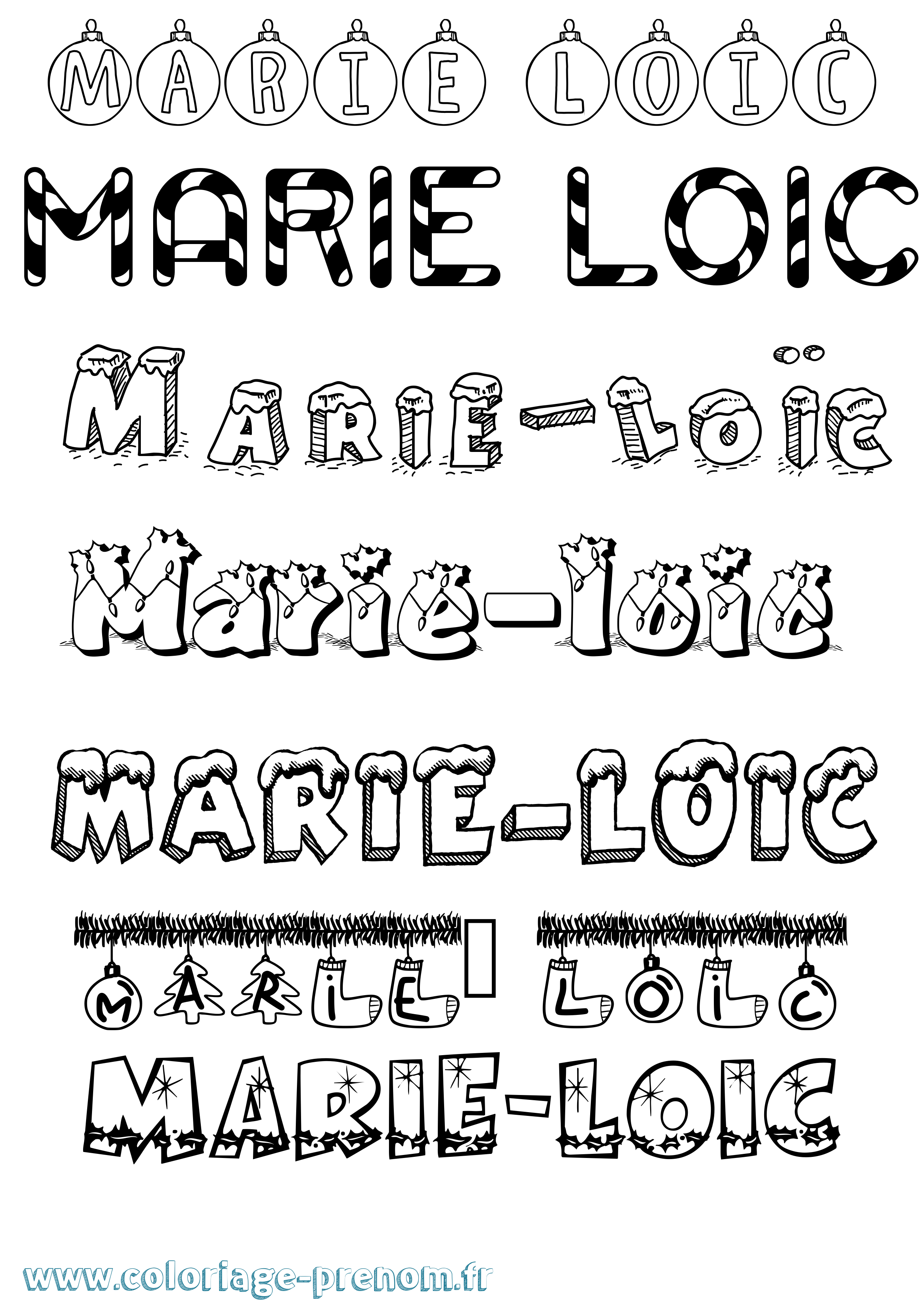Coloriage Marie-Loïc Noël Coloriage prénom Marie-Loïc Noël