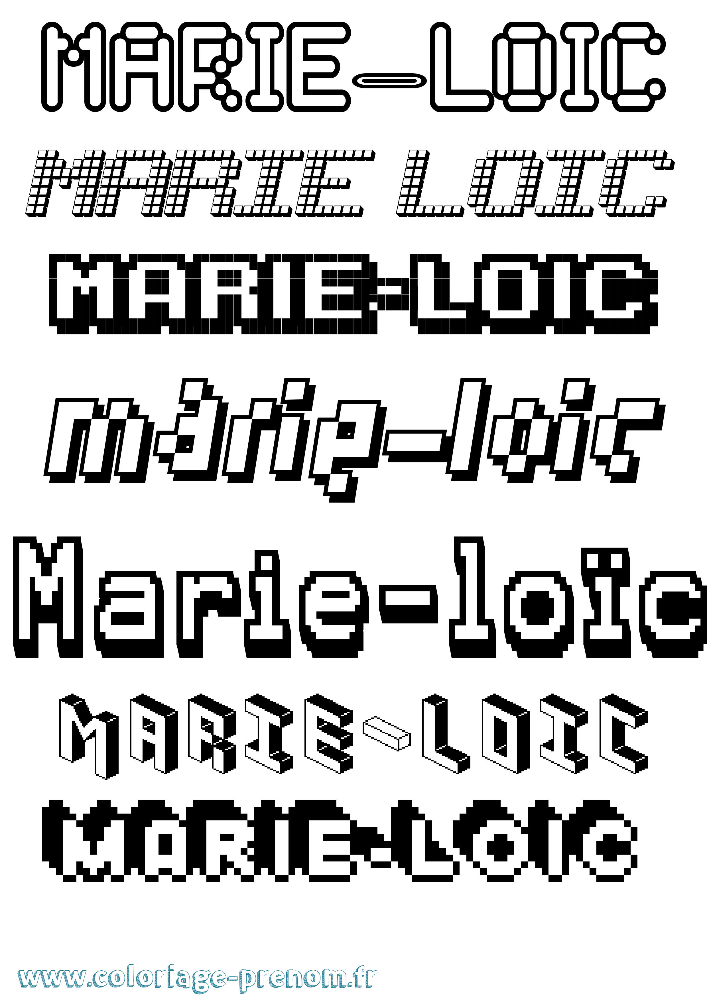 Coloriage Marie-Loïc Pixel Coloriage prénom Marie-Loïc Pixel