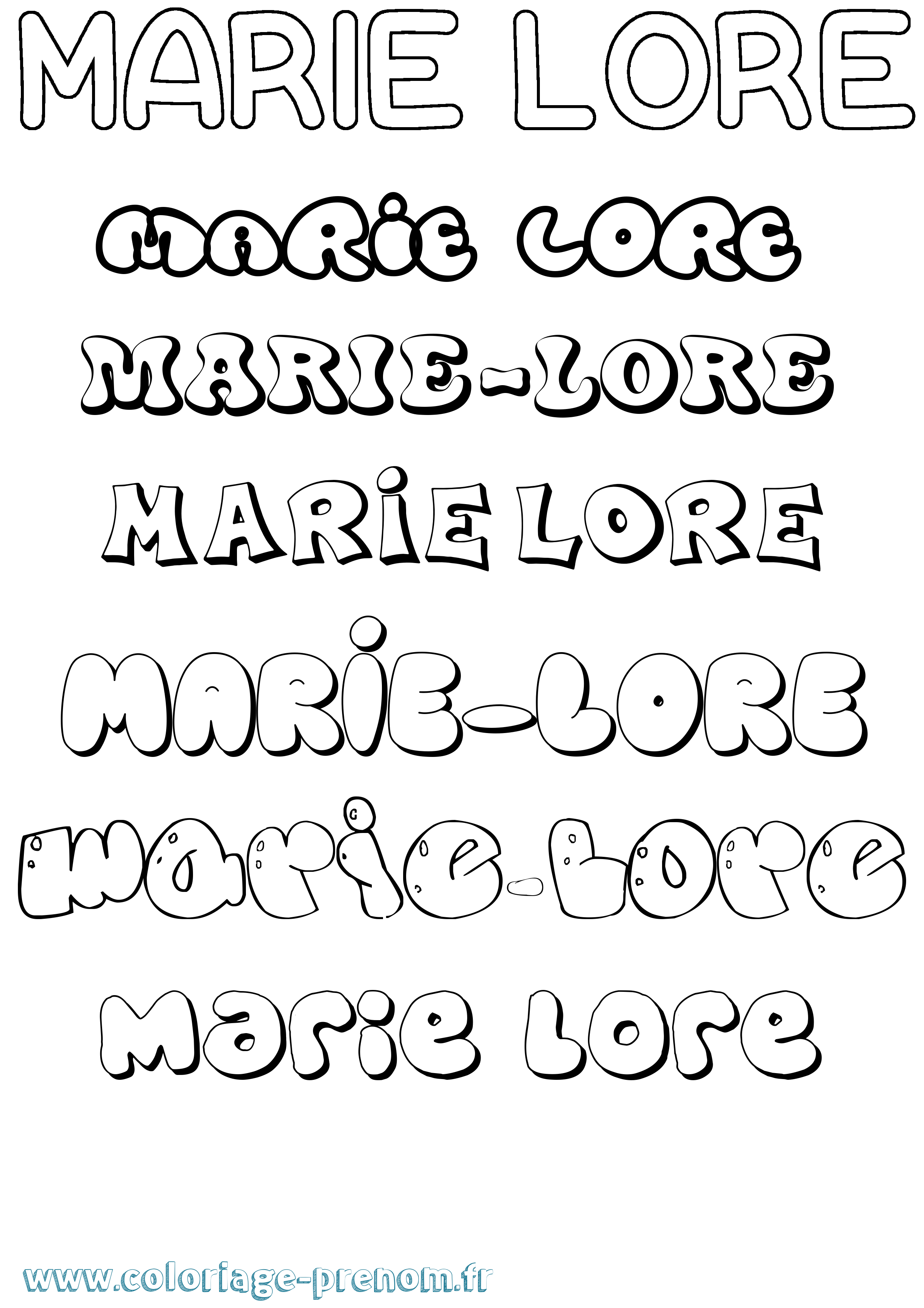Coloriage Marie-Lore Bubble Coloriage prénom Marie-Lore Bubble