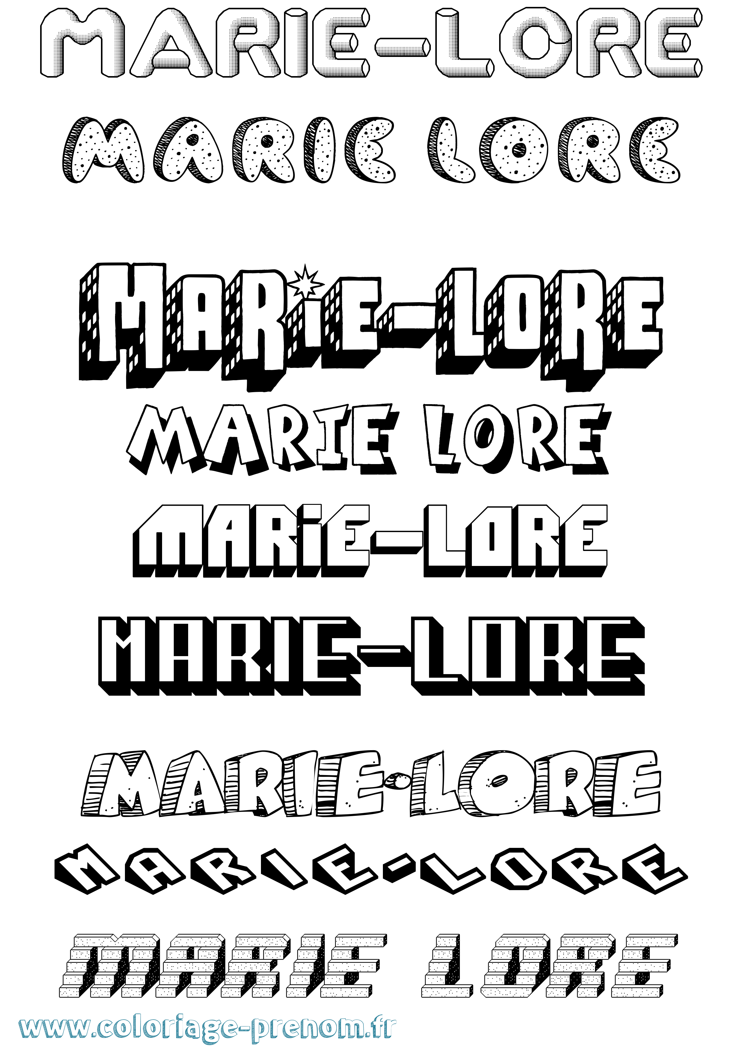 Coloriage Marie-Lore Effet 3D Coloriage prénom Marie-Lore Effet 3D