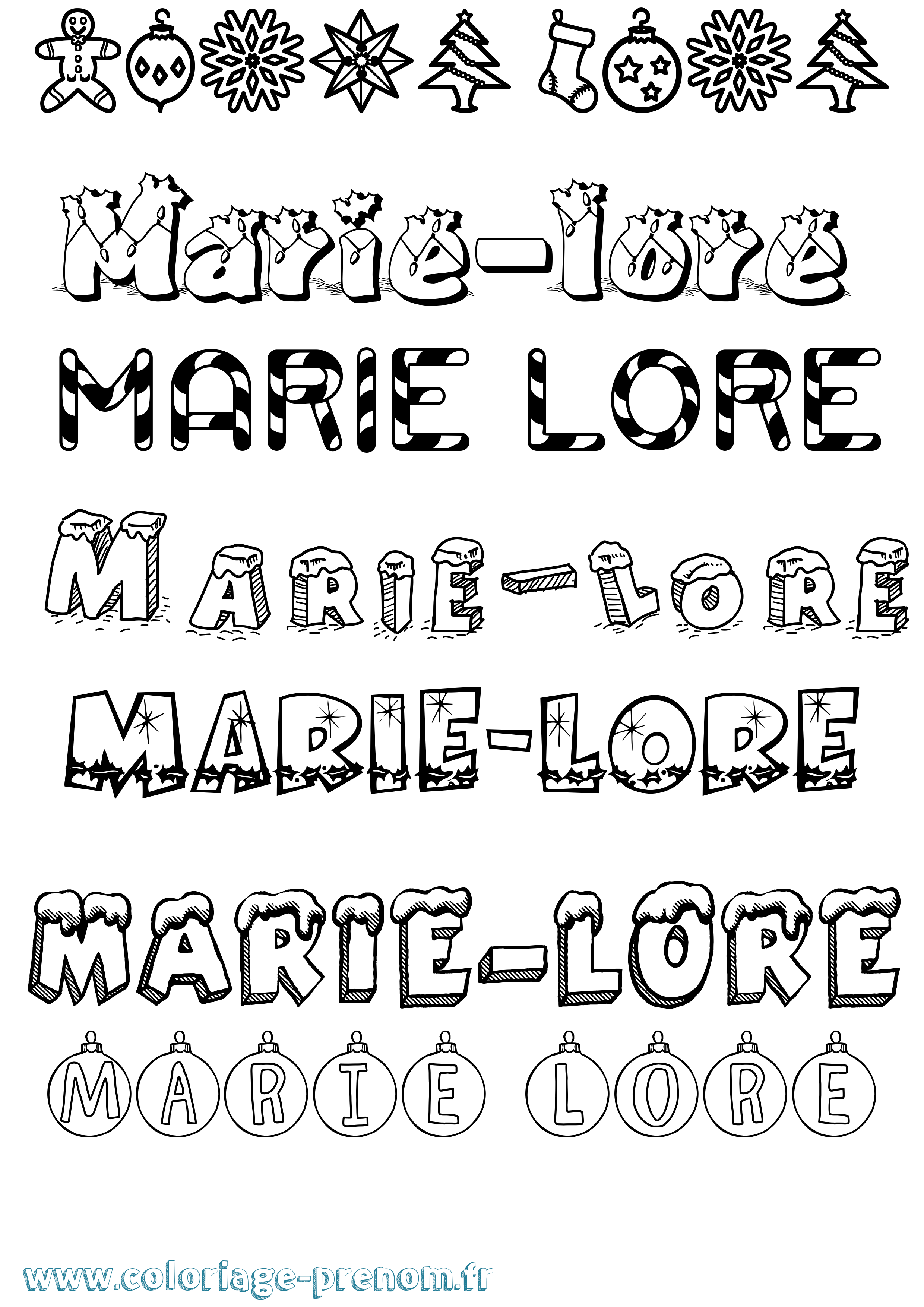 Coloriage Marie-Lore Noël Coloriage prénom Marie-Lore Noël