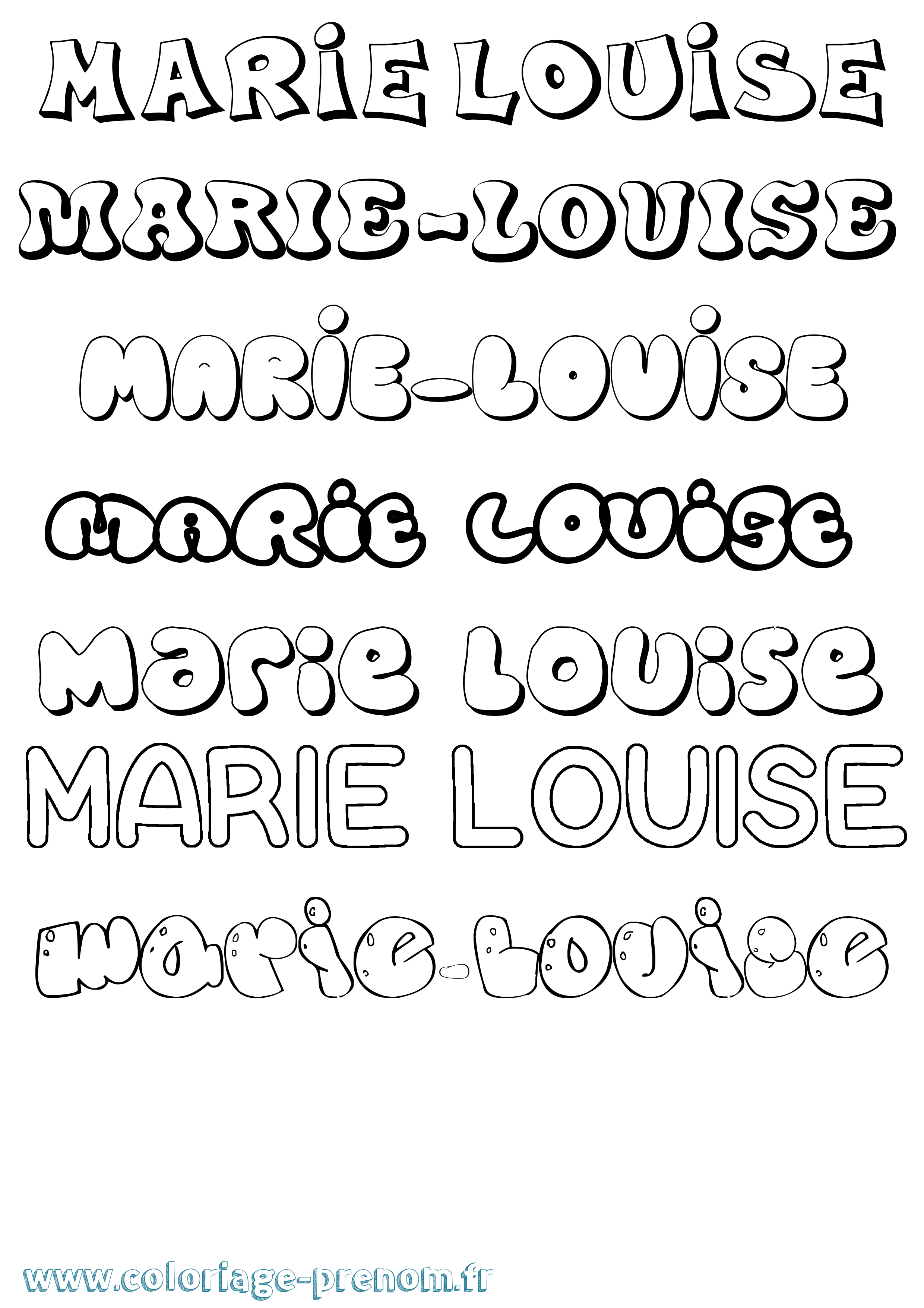 Coloriage Marie-Louise Bubble Coloriage prénom Marie-Louise Bubble