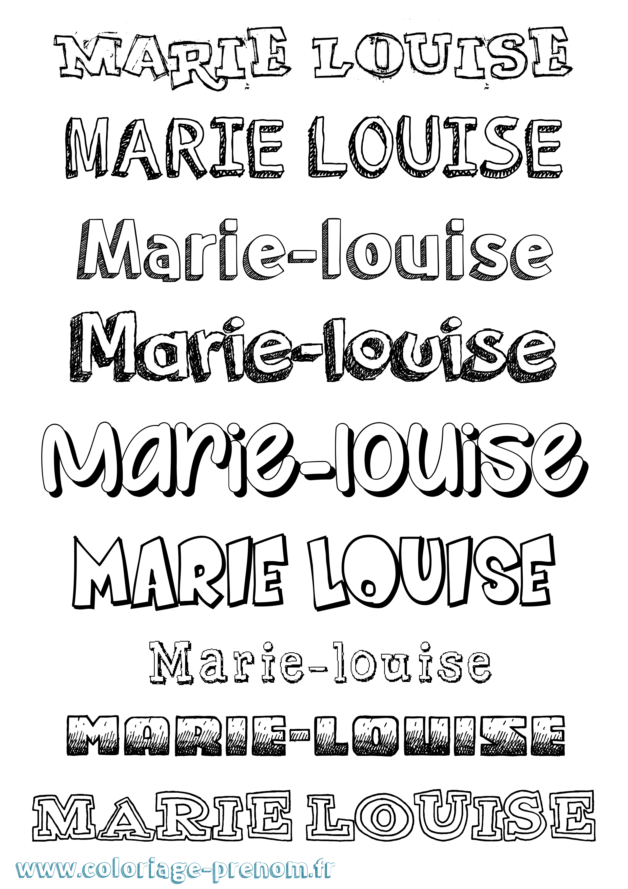Coloriage Marie-Louise Dessiné Coloriage prénom Marie-Louise Dessiné