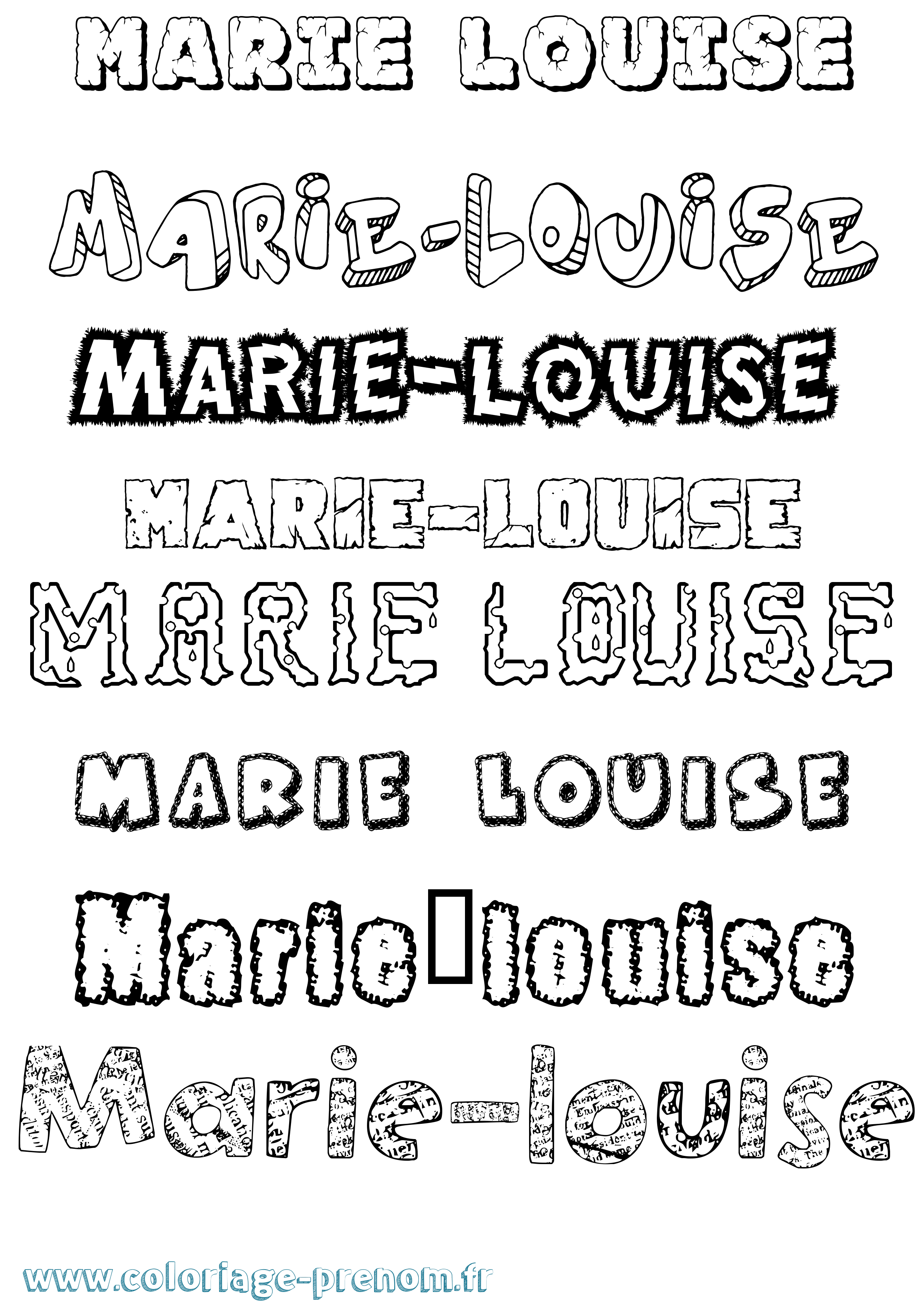Coloriage Marie-Louise Destructuré Coloriage prénom Marie-Louise Destructuré