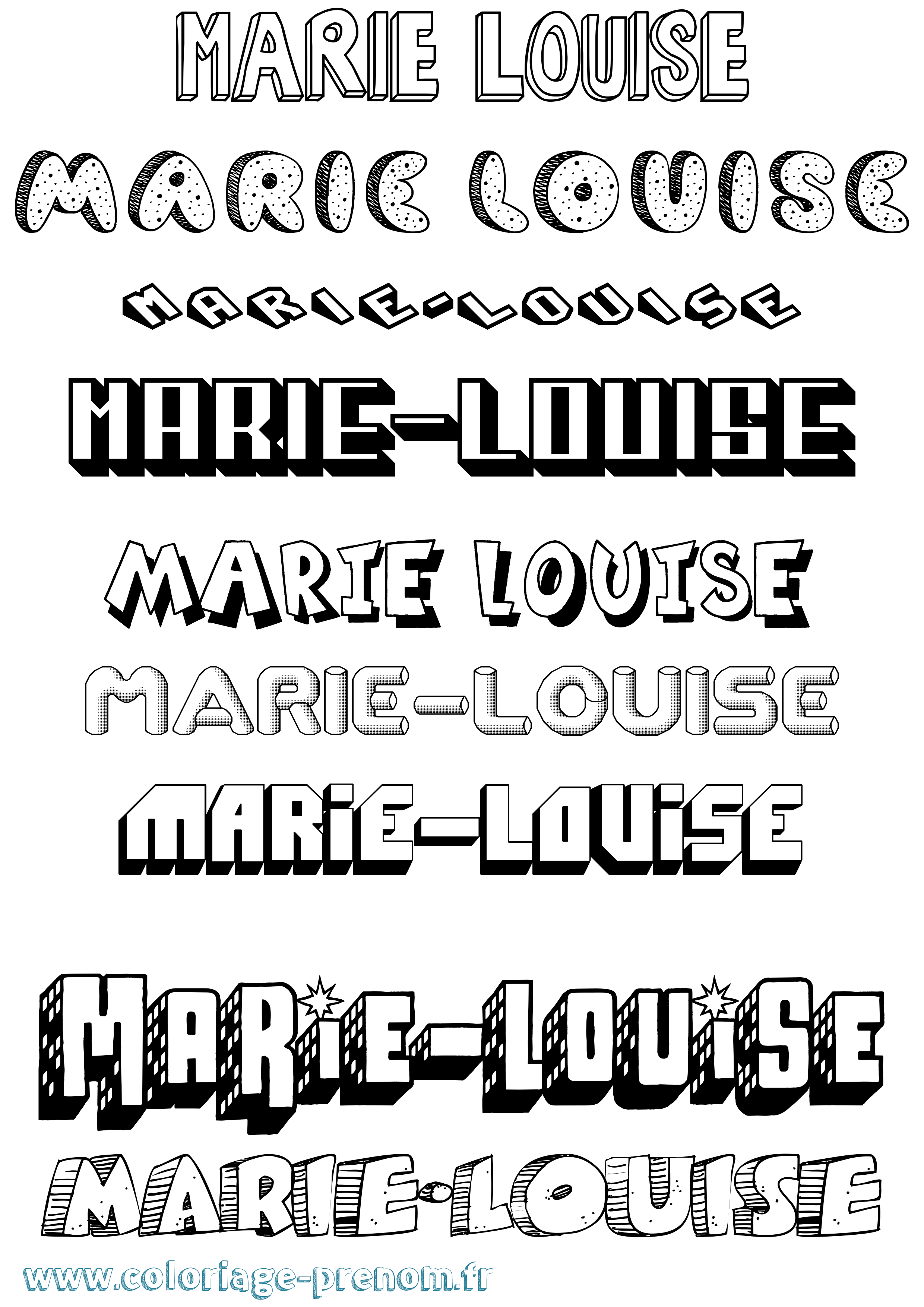 Coloriage Marie-Louise Effet 3D Coloriage prénom Marie-Louise Effet 3D