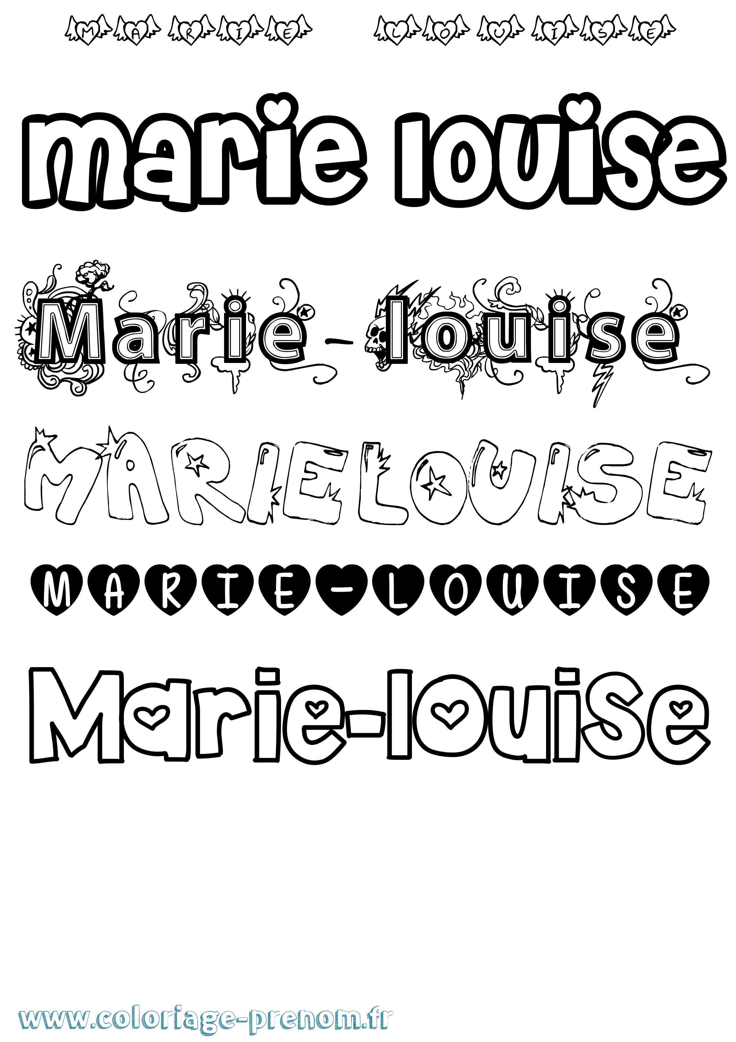 Coloriage Marie-Louise Girly Coloriage prénom Marie-Louise Girly