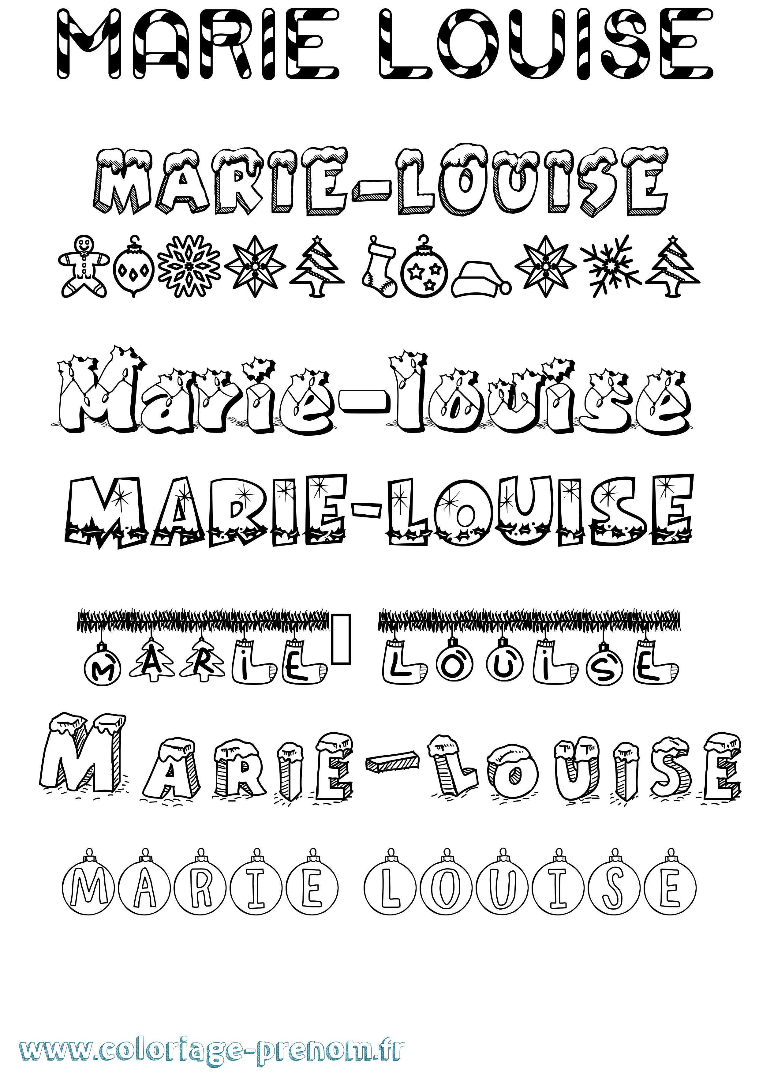 Coloriage Marie-Louise Noël Coloriage prénom Marie-Louise Noël