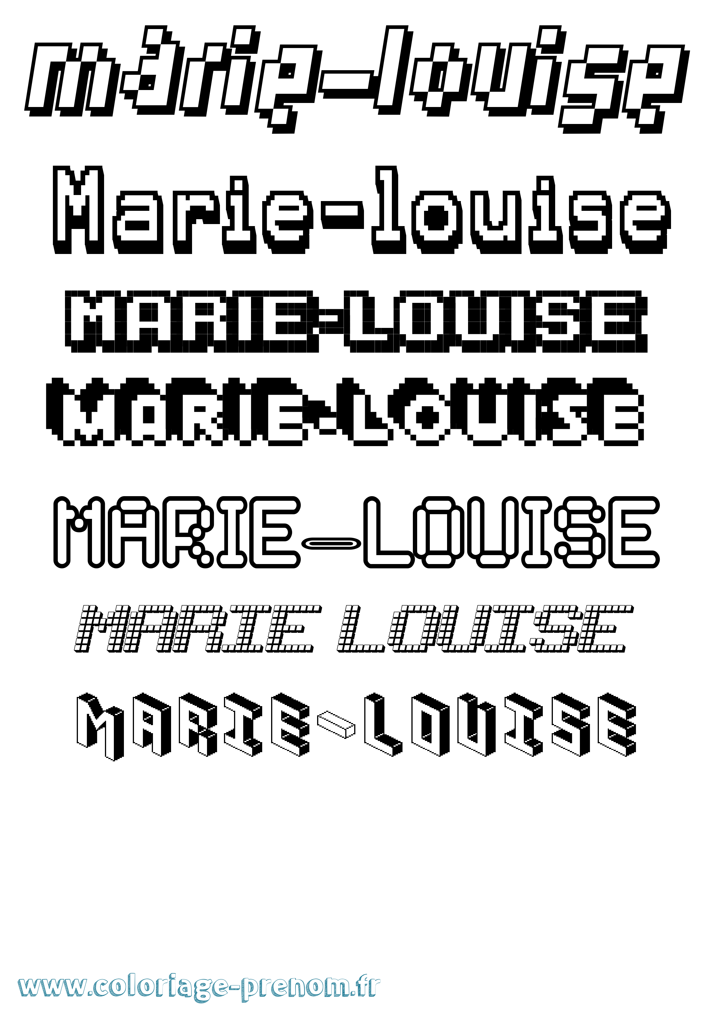 Coloriage Marie-Louise Pixel Coloriage prénom Marie-Louise Pixel