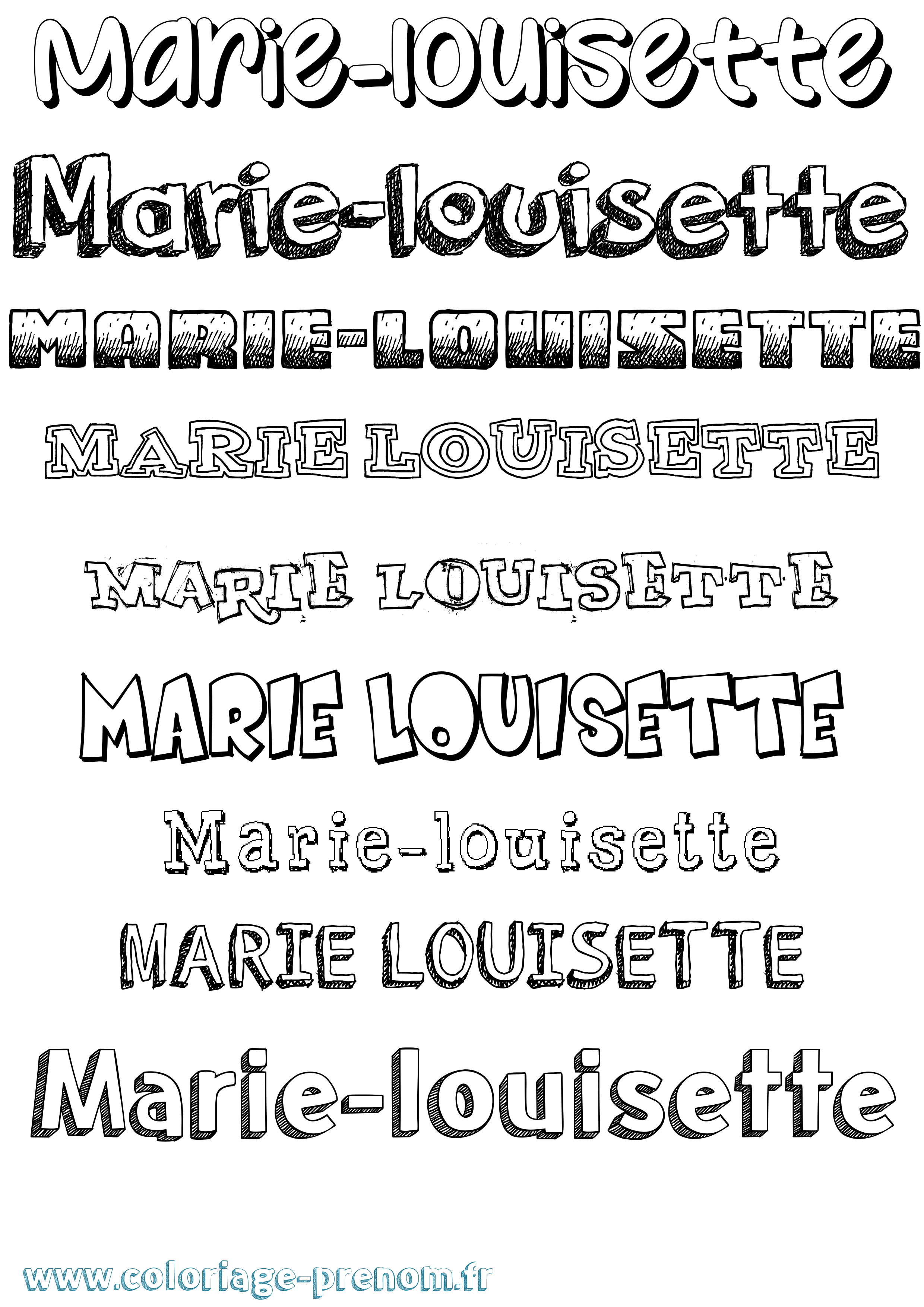 Coloriage Marie-Louisette Dessiné Coloriage prénom Marie-Louisette Dessiné