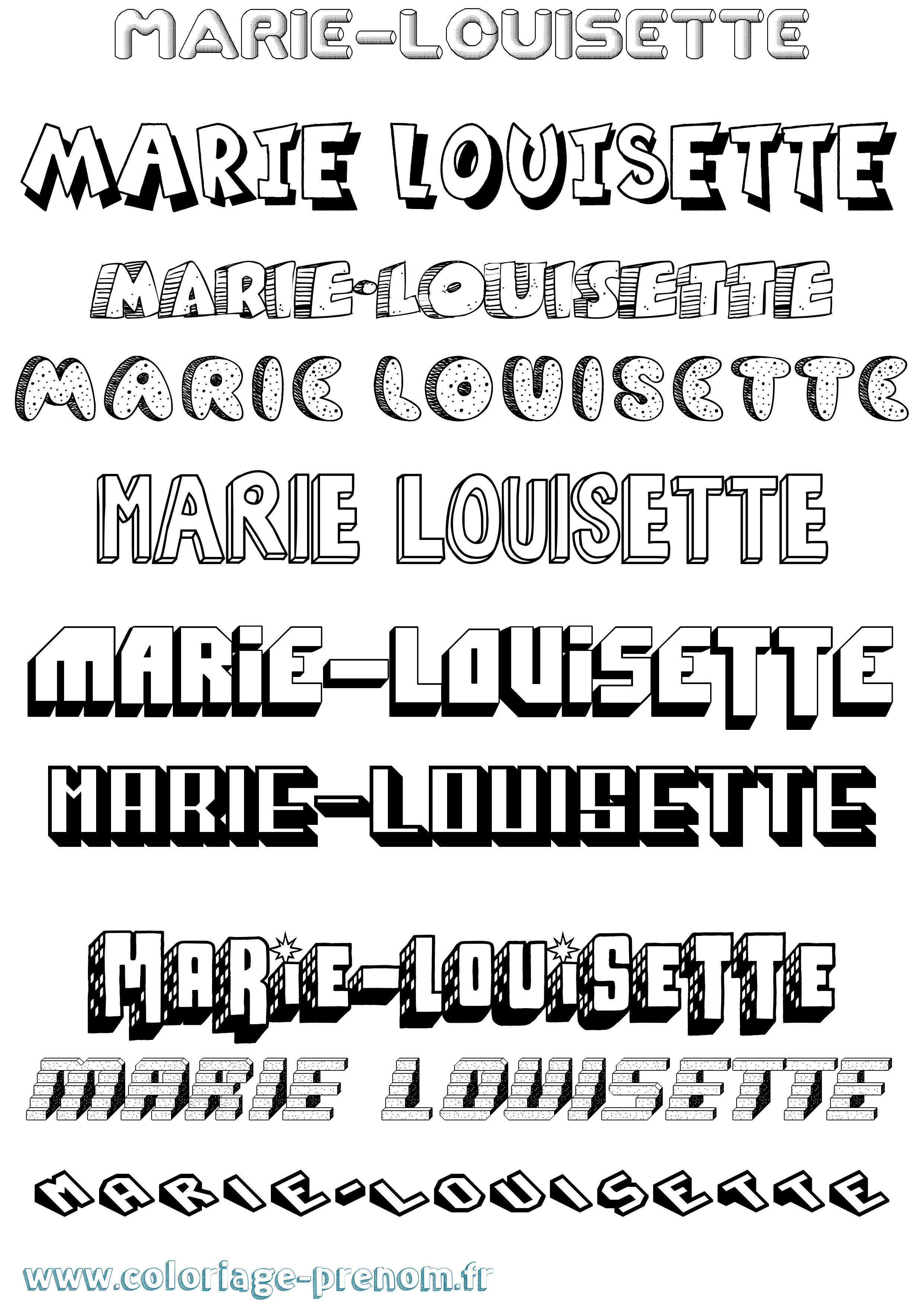 Coloriage Marie-Louisette Effet 3D Coloriage prénom Marie-Louisette Effet 3D