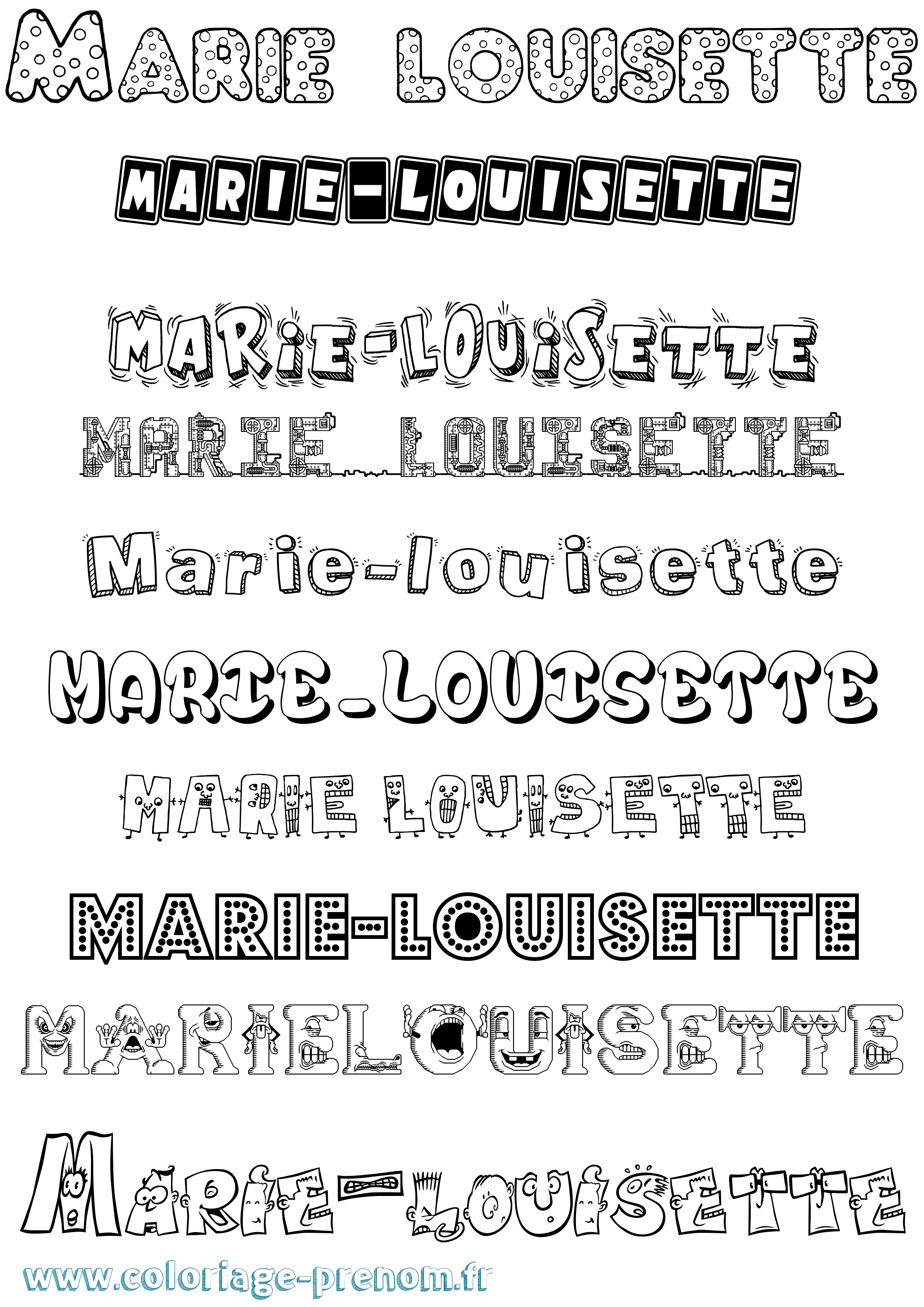 Coloriage Marie-Louisette Fun Coloriage prénom Marie-Louisette Fun