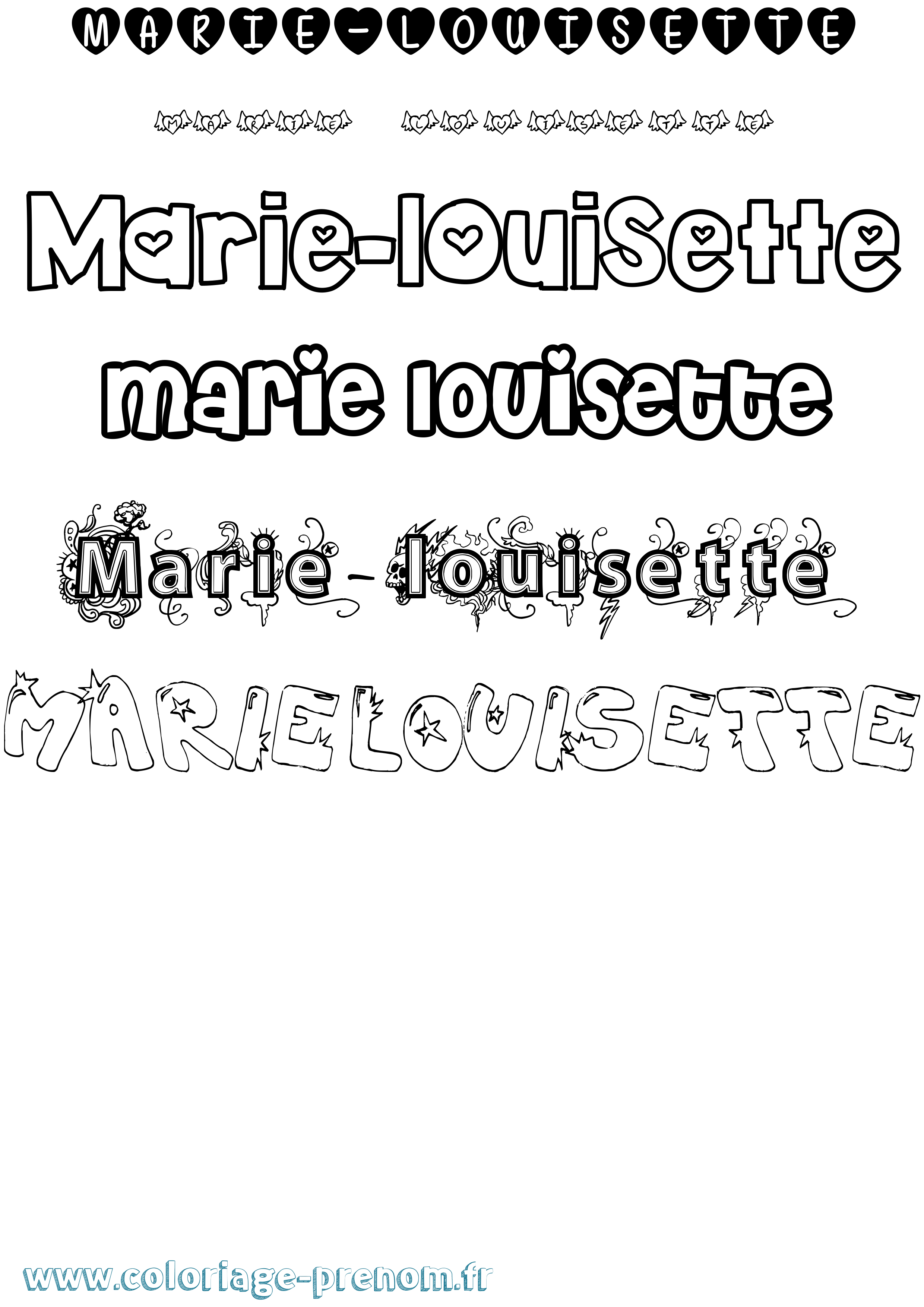 Coloriage Marie-Louisette Girly Coloriage prénom Marie-Louisette Girly