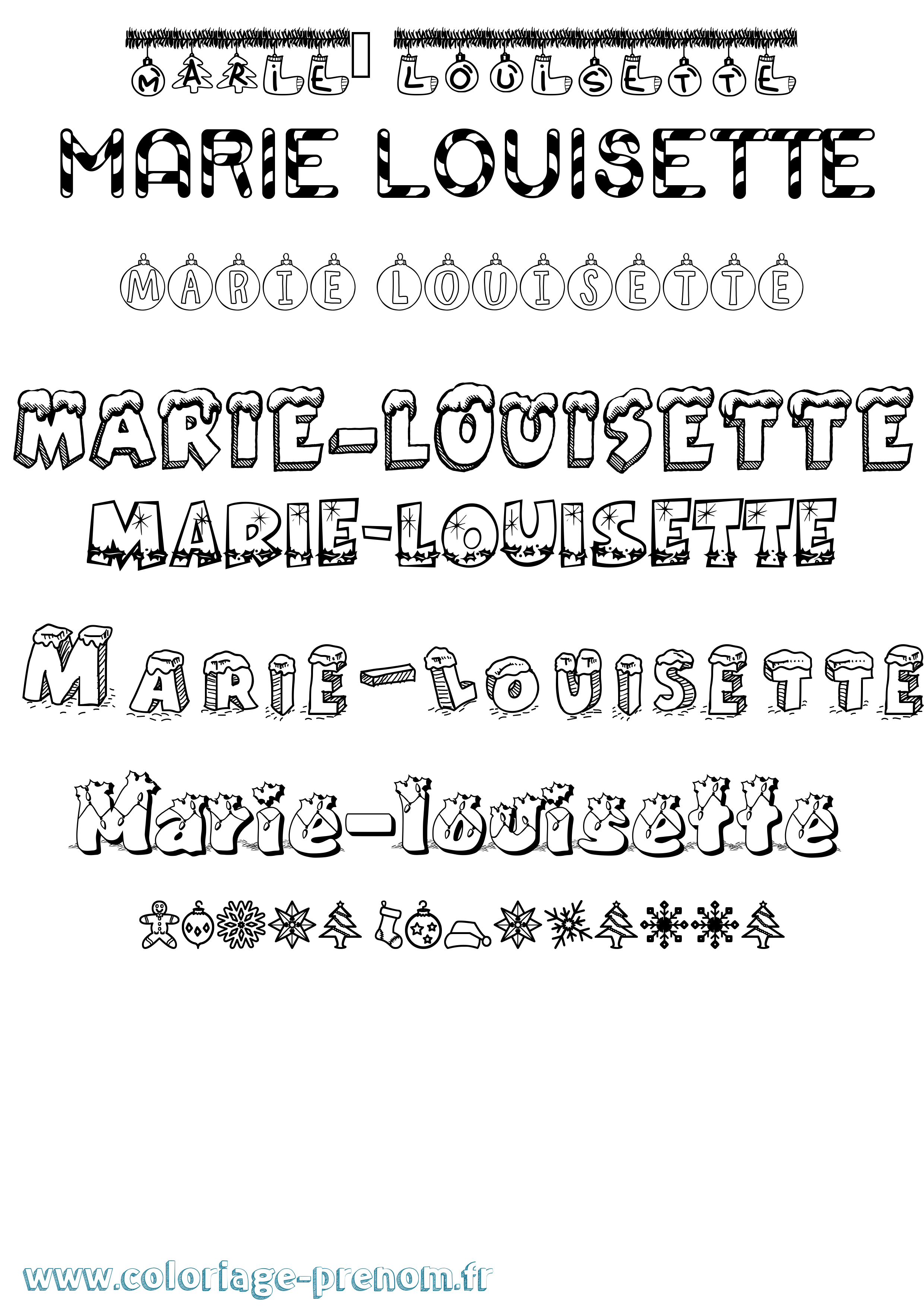Coloriage Marie-Louisette Noël Coloriage prénom Marie-Louisette Noël