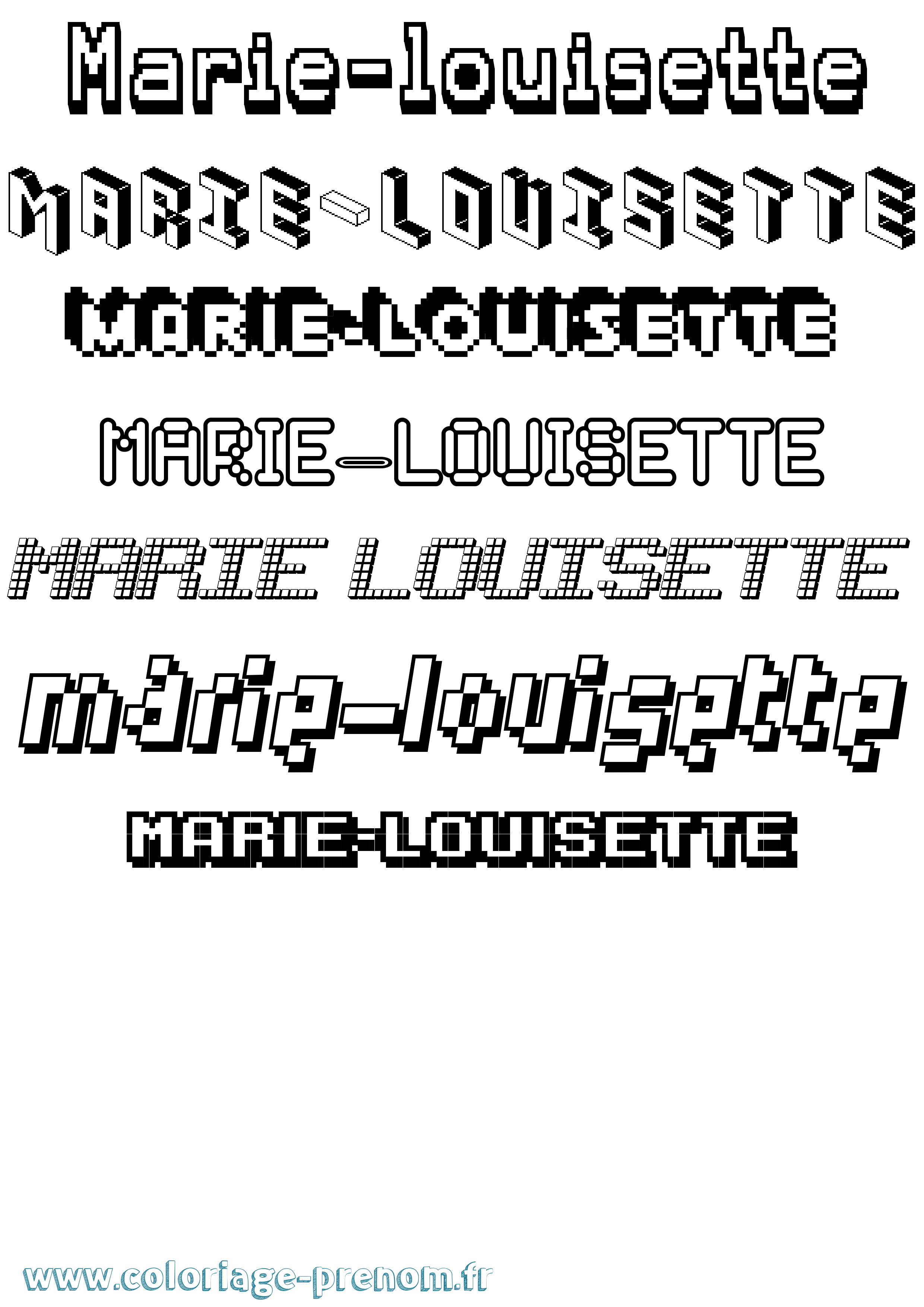 Coloriage Marie-Louisette Pixel Coloriage prénom Marie-Louisette Pixel