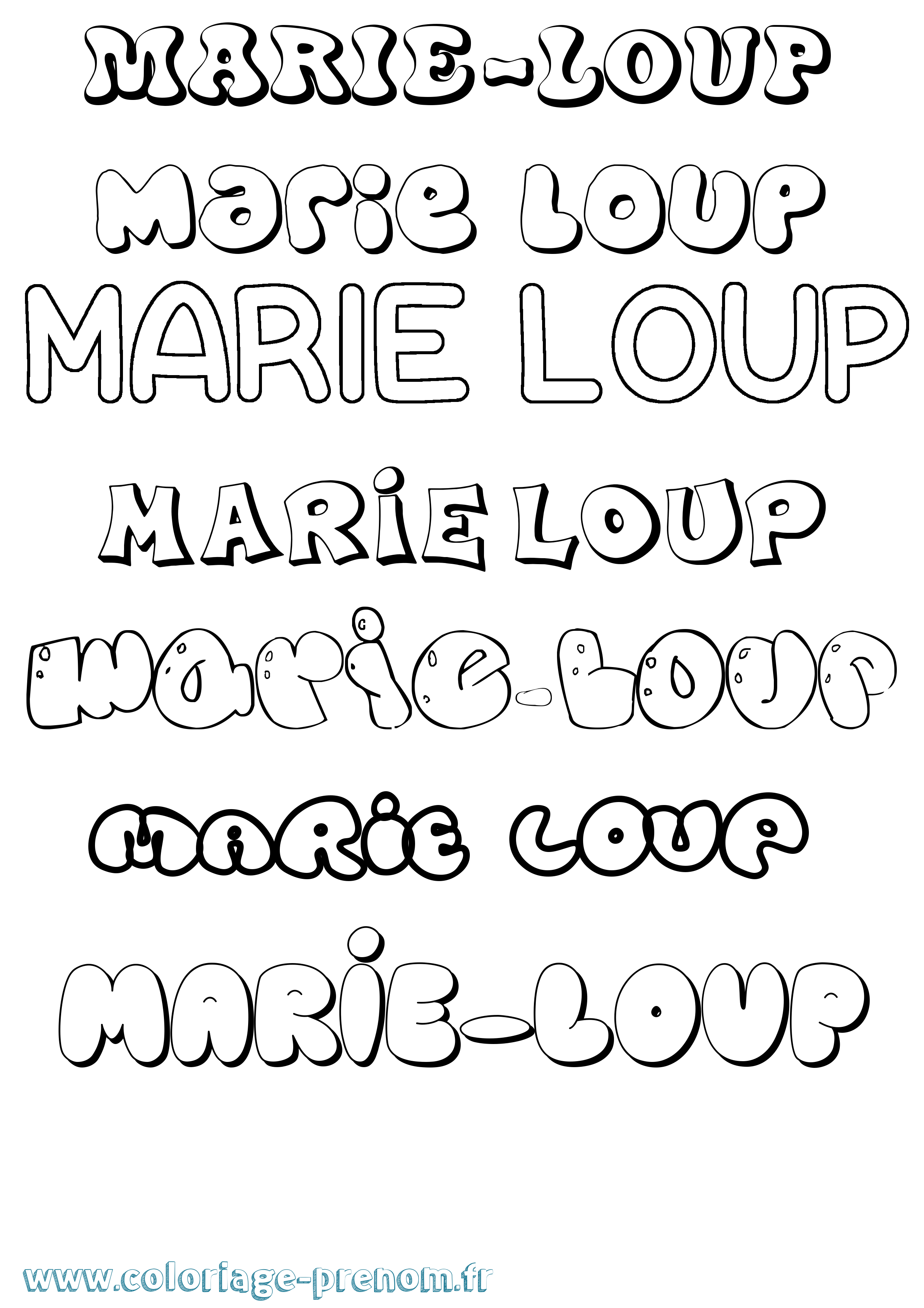 Coloriage Marie-Loup Bubble Coloriage prénom Marie-Loup Bubble