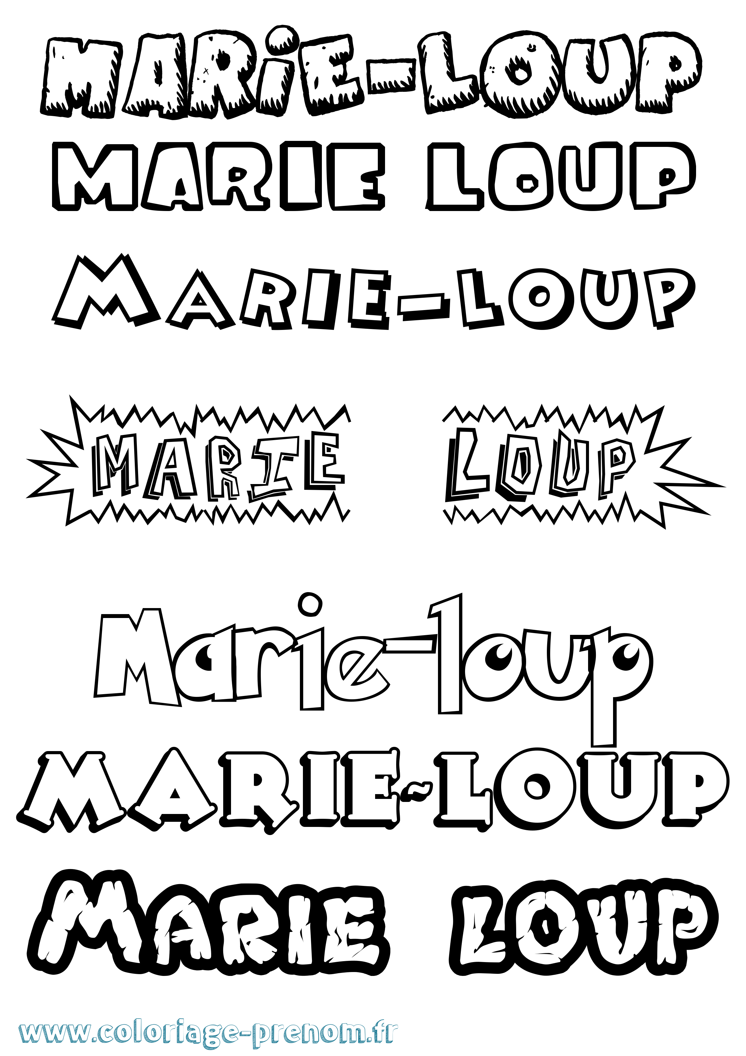 Coloriage Marie-Loup Dessin Animé Coloriage prénom Marie-Loup Dessin Animé