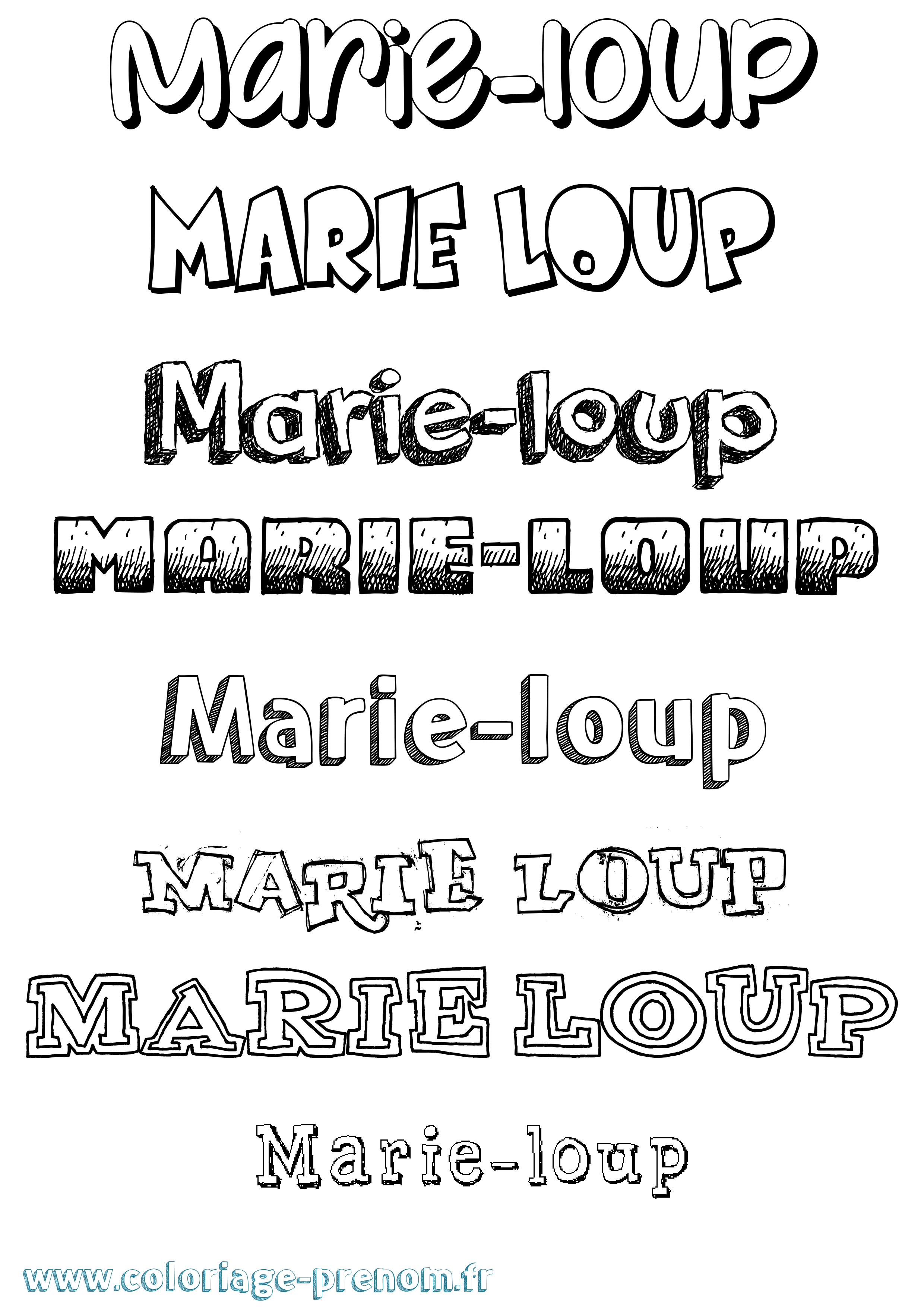 Coloriage Marie-Loup Dessiné Coloriage prénom Marie-Loup Dessiné