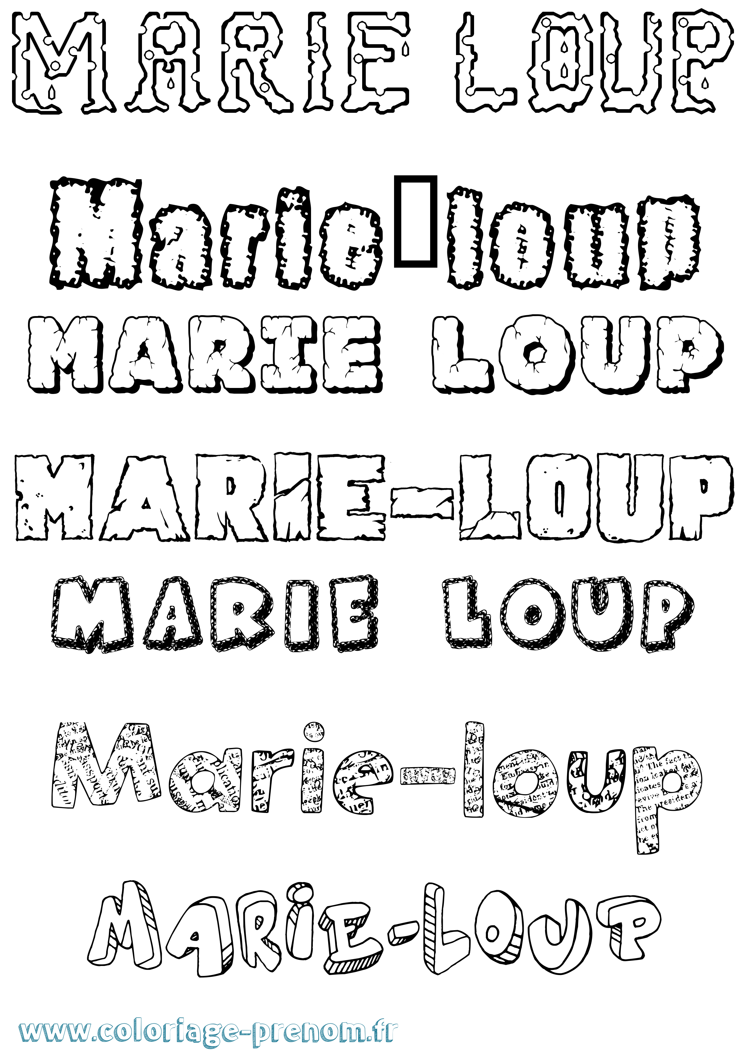 Coloriage Marie-Loup Destructuré Coloriage prénom Marie-Loup Destructuré