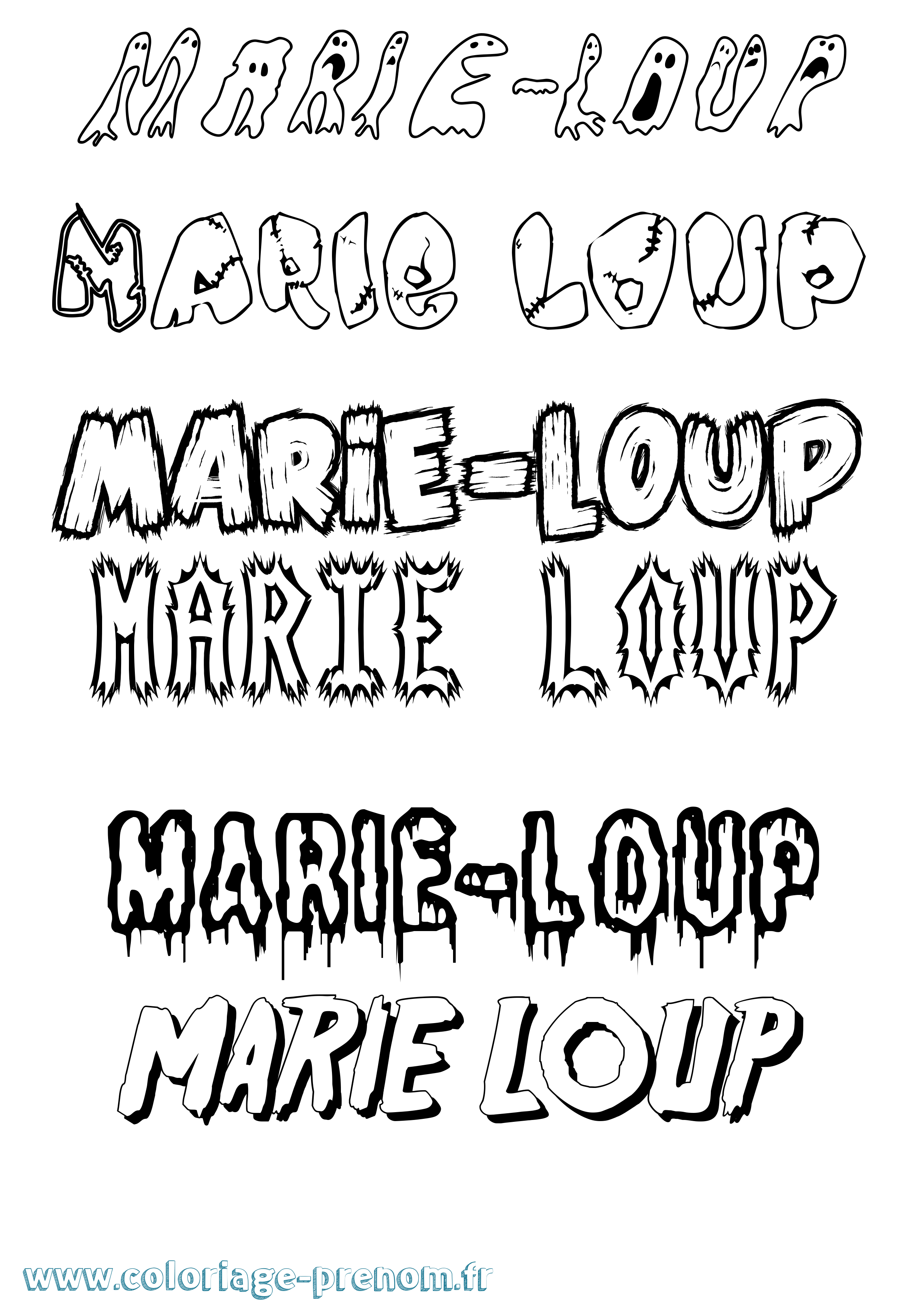 Coloriage Marie-Loup Frisson Coloriage prénom Marie-Loup Frisson