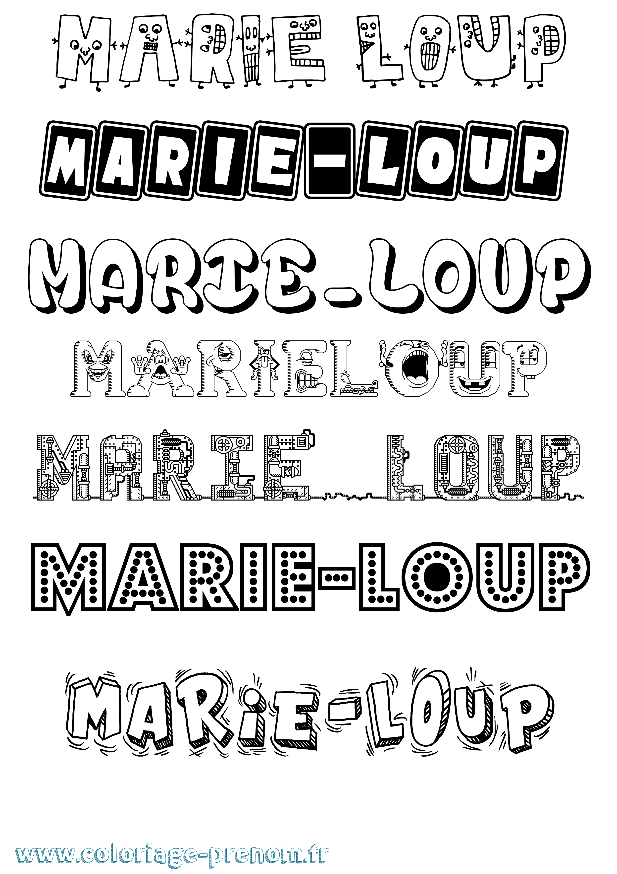 Coloriage Marie-Loup Fun Coloriage prénom Marie-Loup Fun
