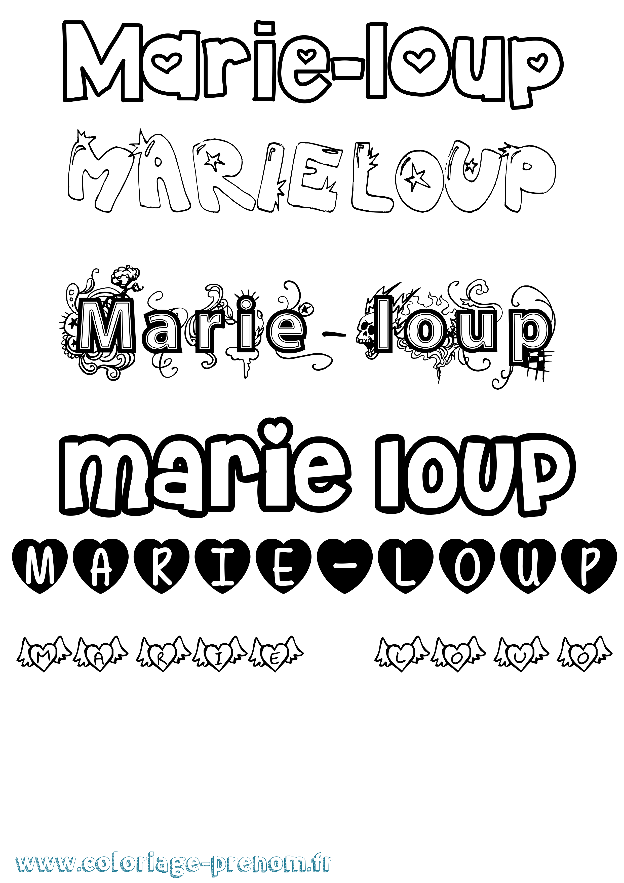 Coloriage Marie-Loup Girly Coloriage prénom Marie-Loup Girly