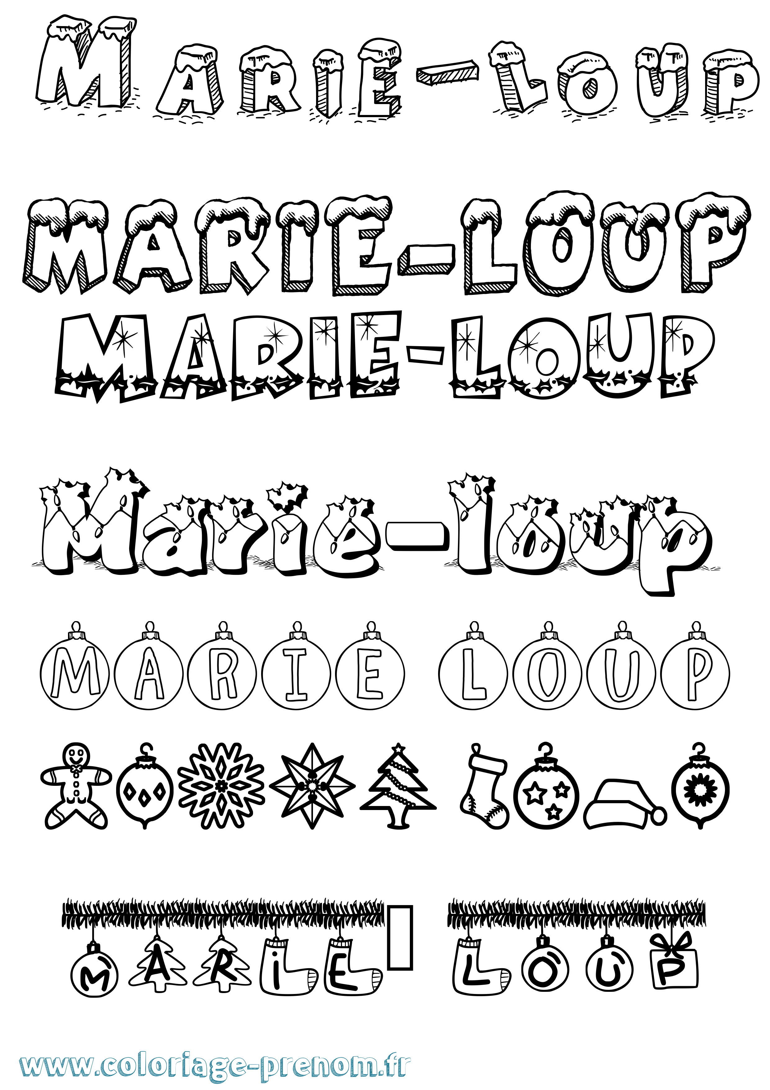 Coloriage Marie-Loup Noël Coloriage prénom Marie-Loup Noël
