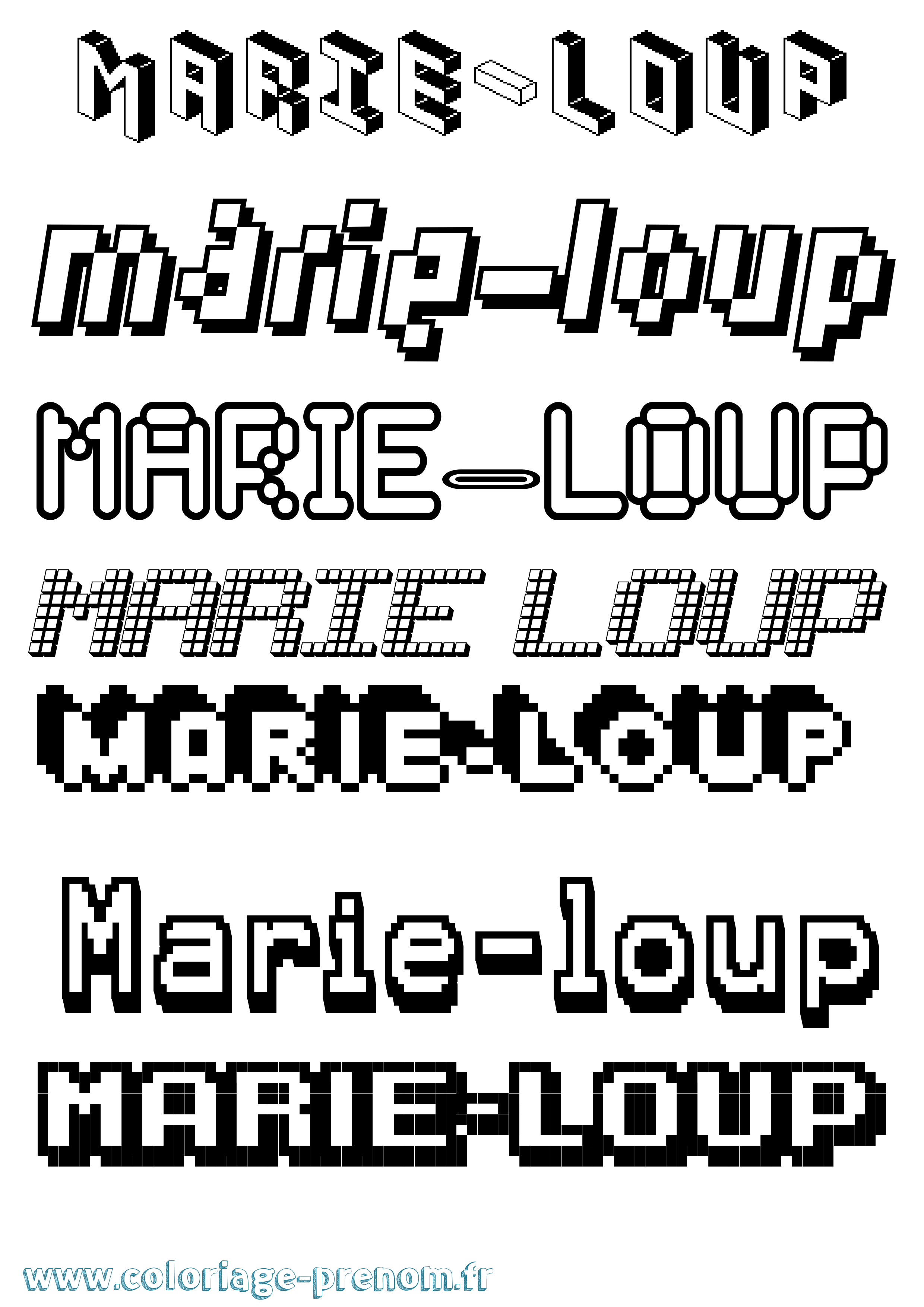 Coloriage Marie-Loup Pixel Coloriage prénom Marie-Loup Pixel