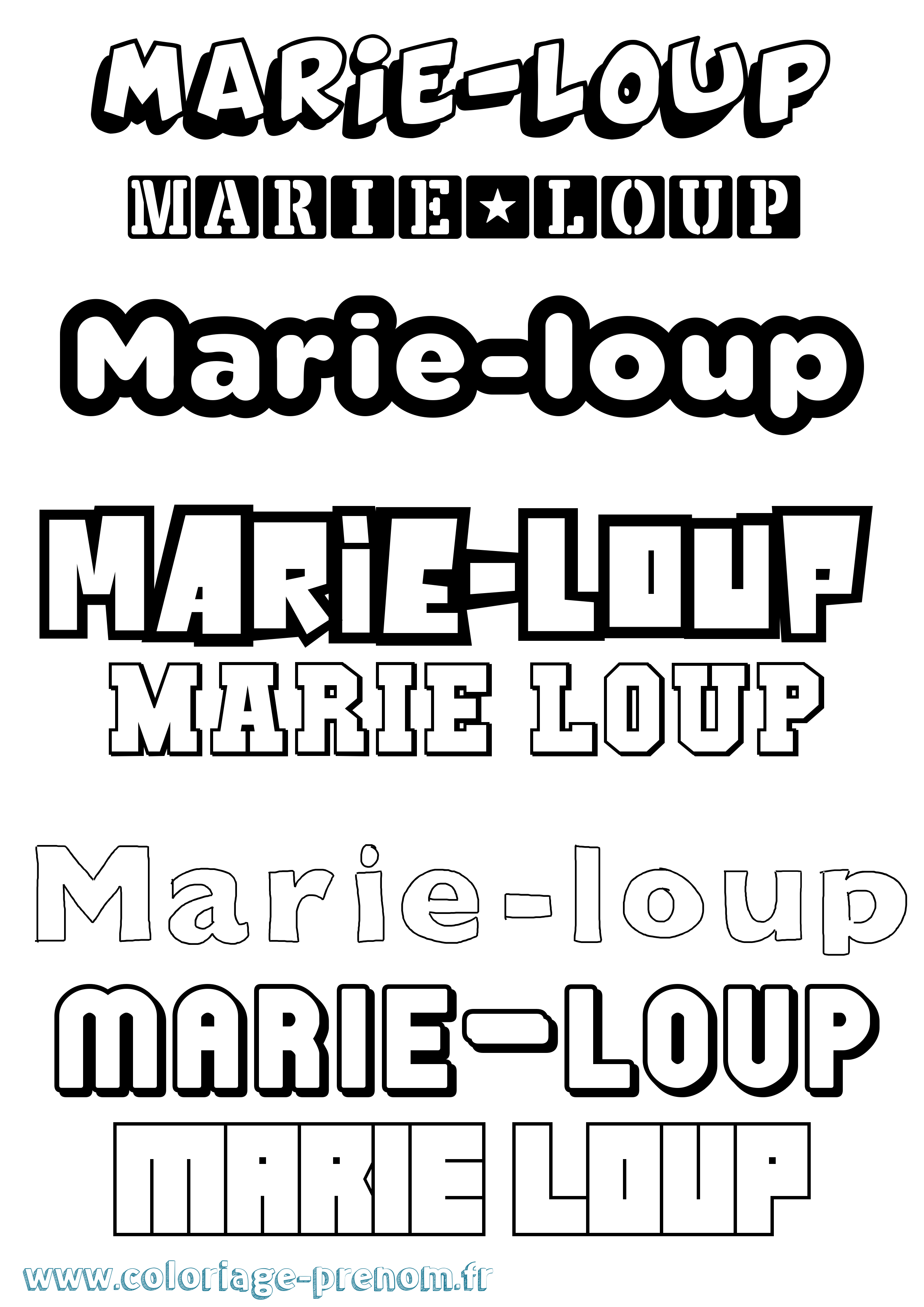Coloriage Marie-Loup Simple Coloriage prénom Marie-Loup Simple
