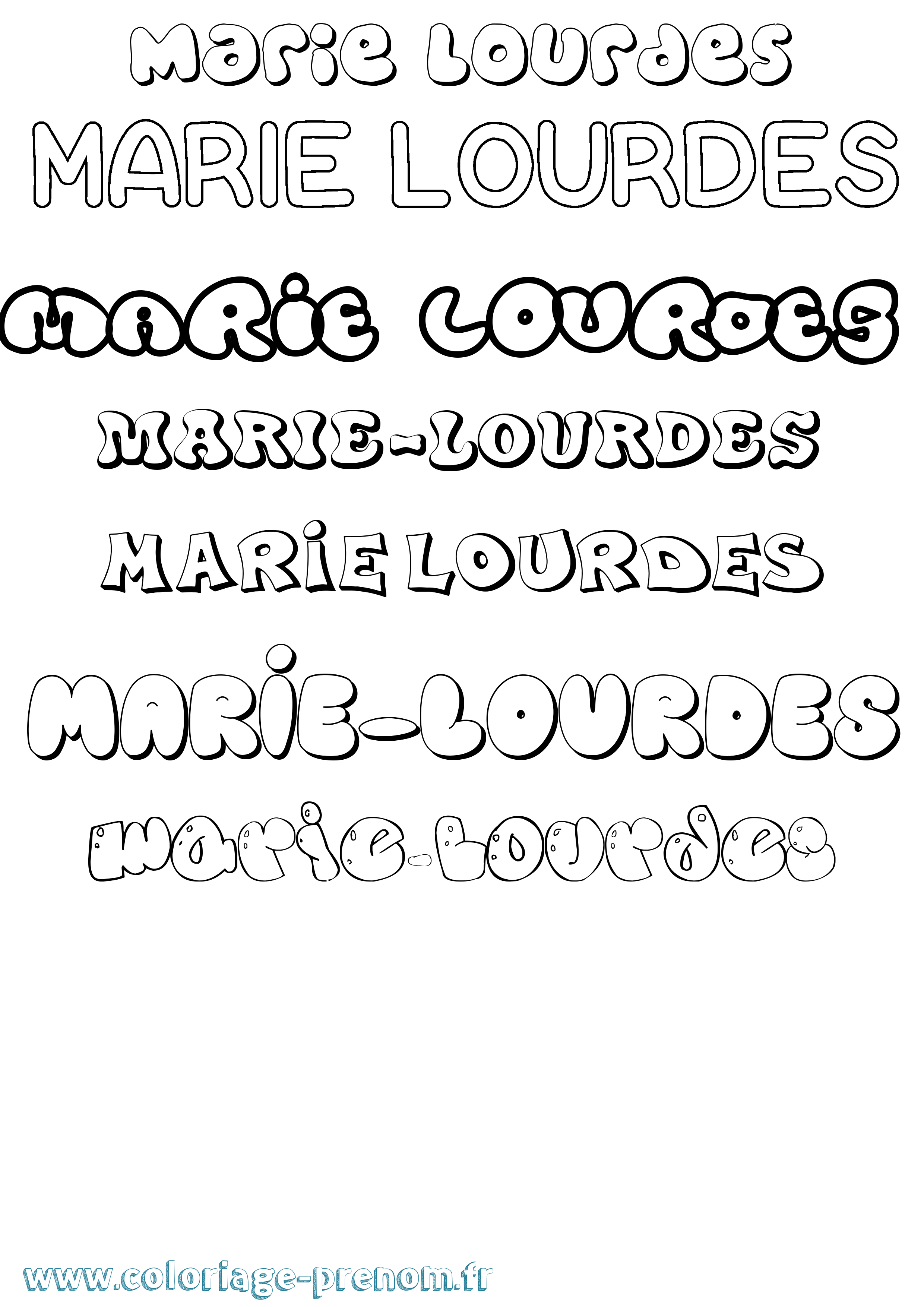 Coloriage Marie-Lourdes Bubble Coloriage prénom Marie-Lourdes Bubble