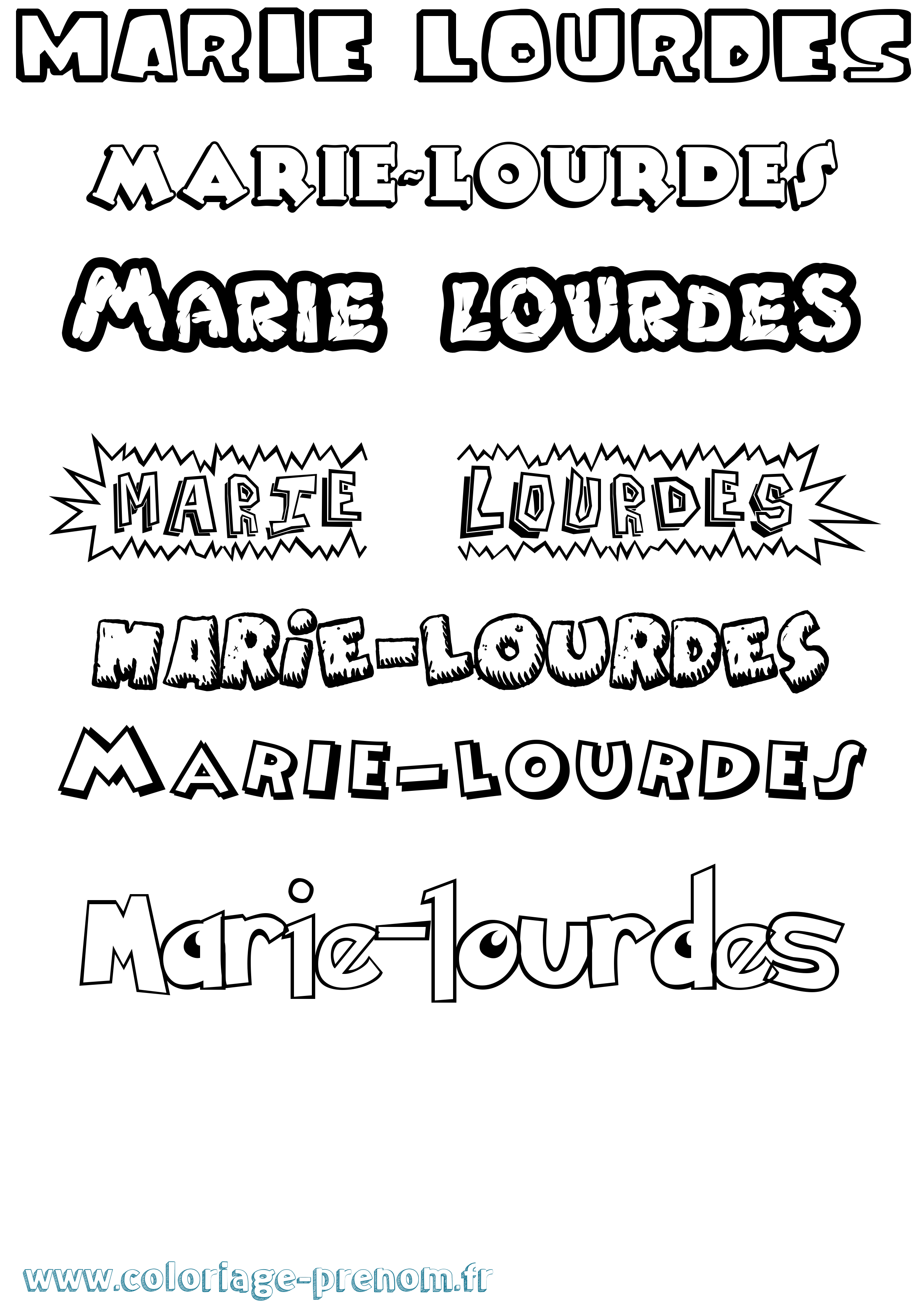 Coloriage Marie-Lourdes Dessin Animé Coloriage prénom Marie-Lourdes Dessin Animé