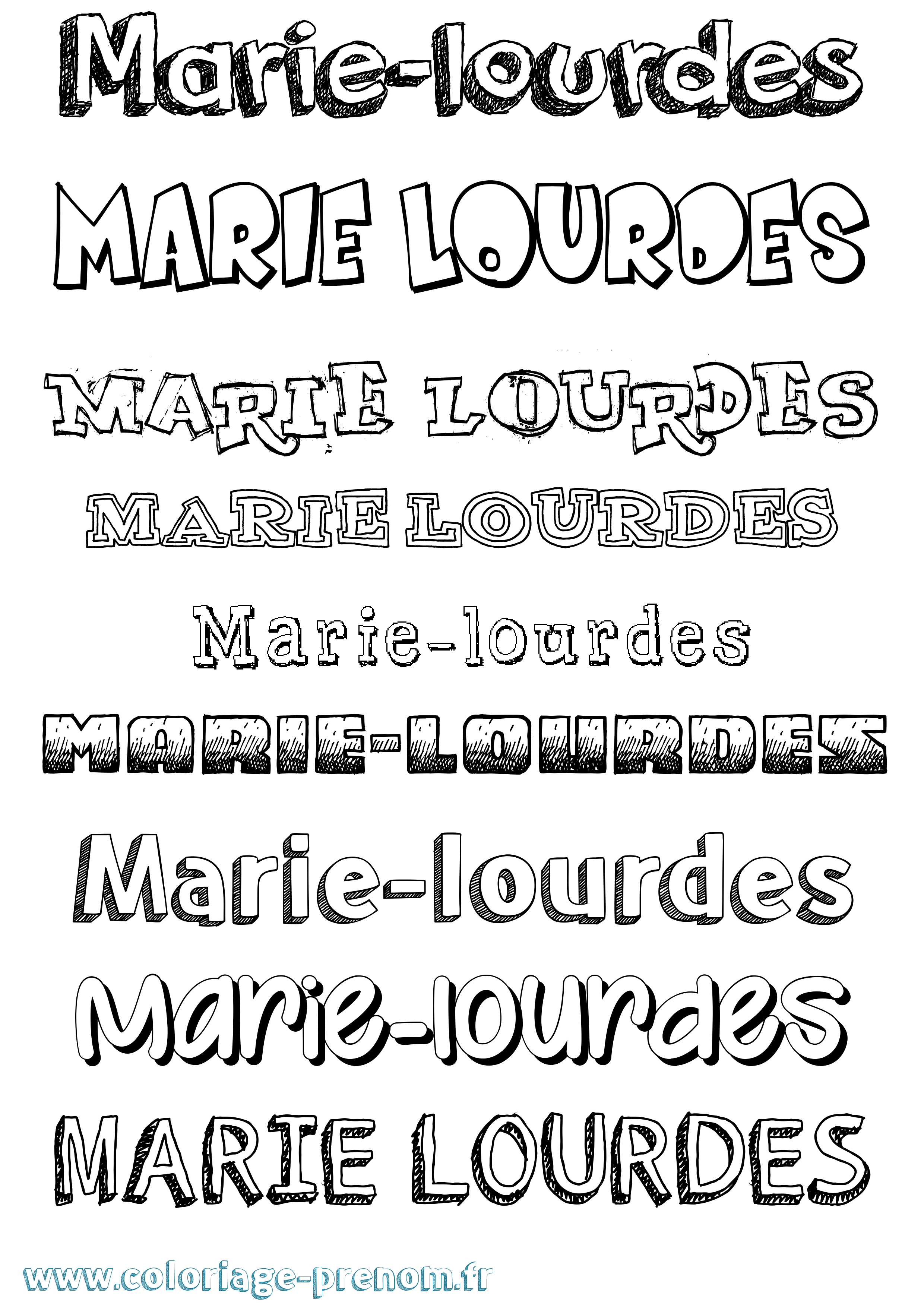 Coloriage Marie-Lourdes Dessiné Coloriage prénom Marie-Lourdes Dessiné