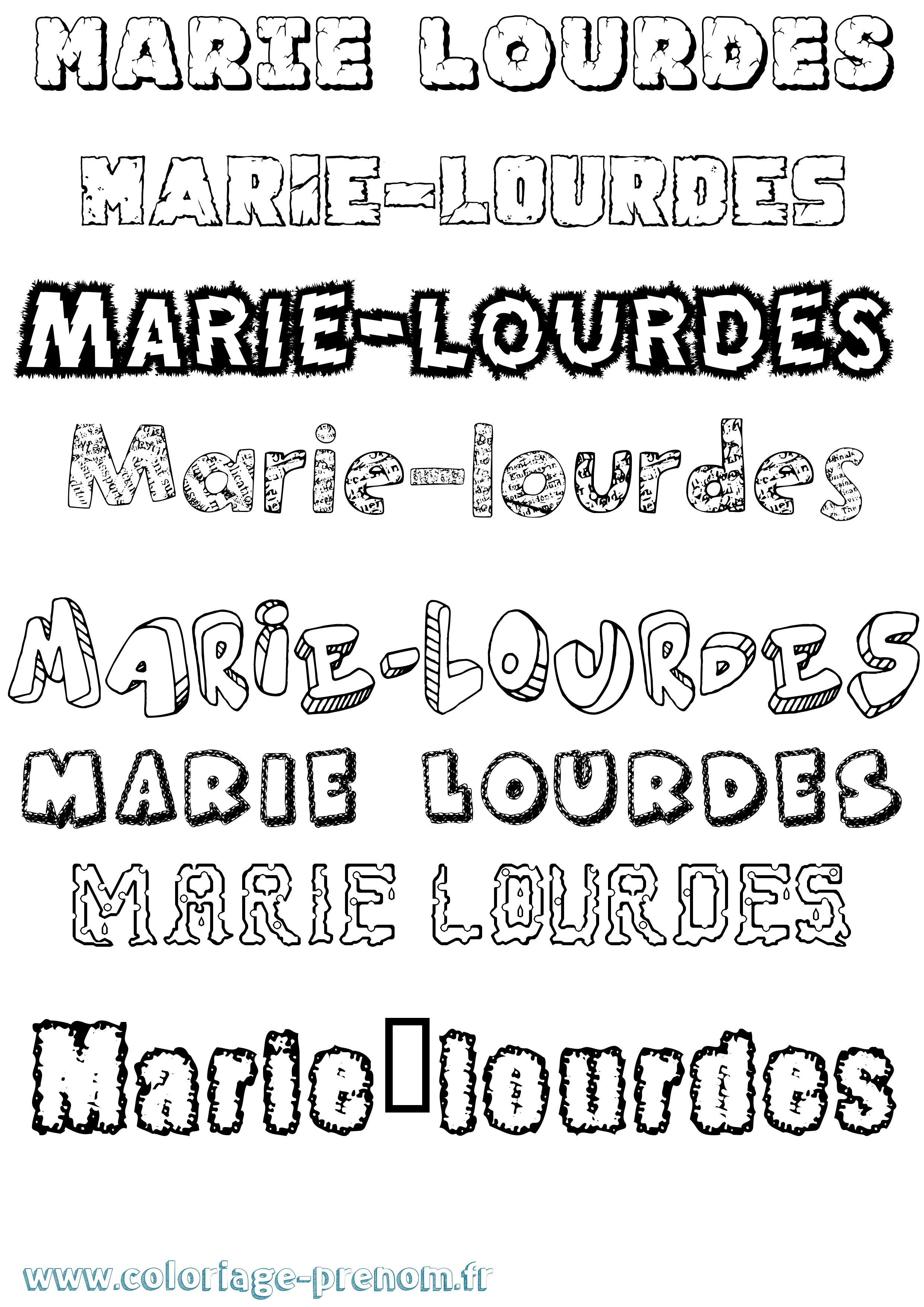 Coloriage Marie-Lourdes Destructuré Coloriage prénom Marie-Lourdes Destructuré
