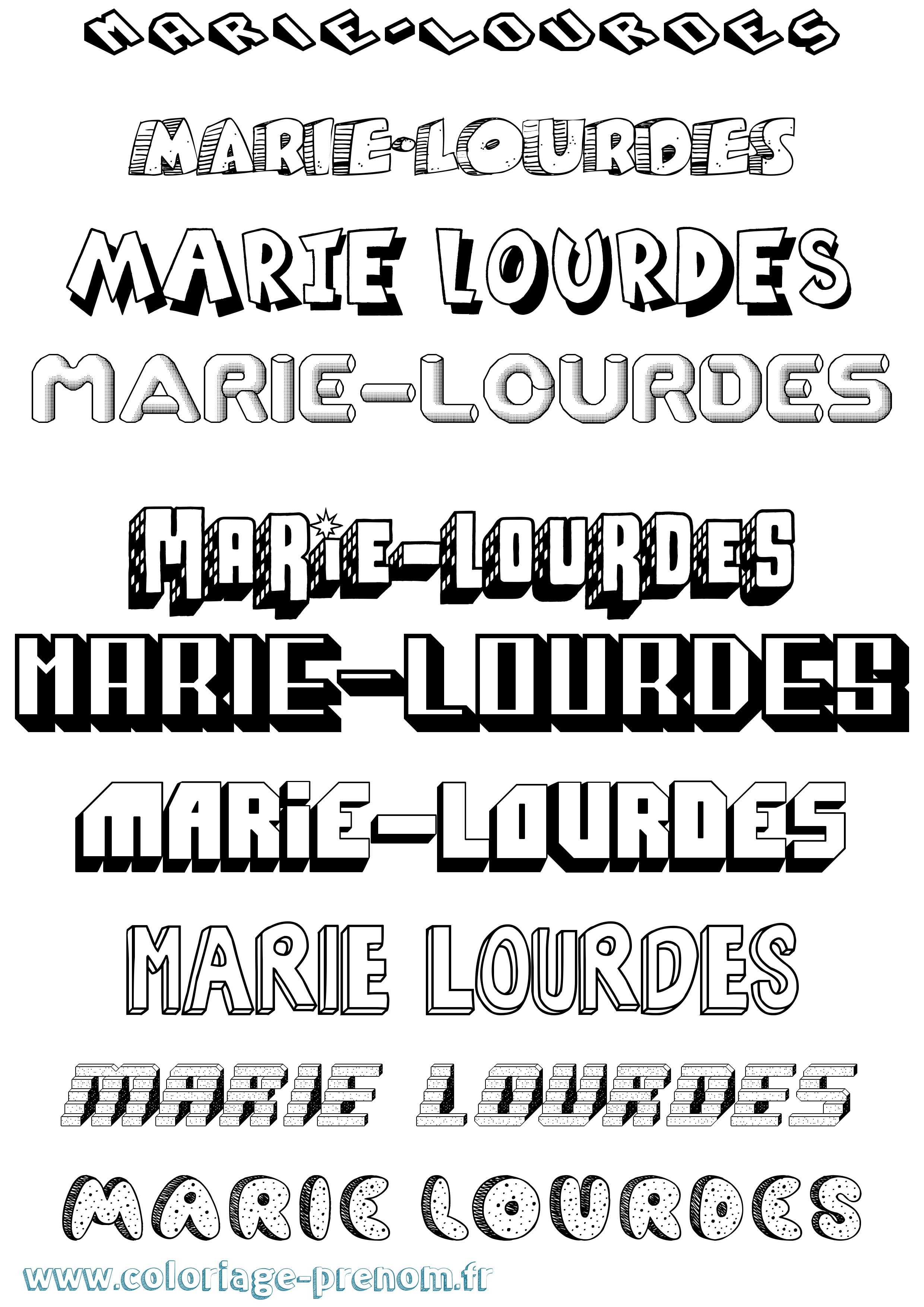 Coloriage Marie-Lourdes Effet 3D Coloriage prénom Marie-Lourdes Effet 3D