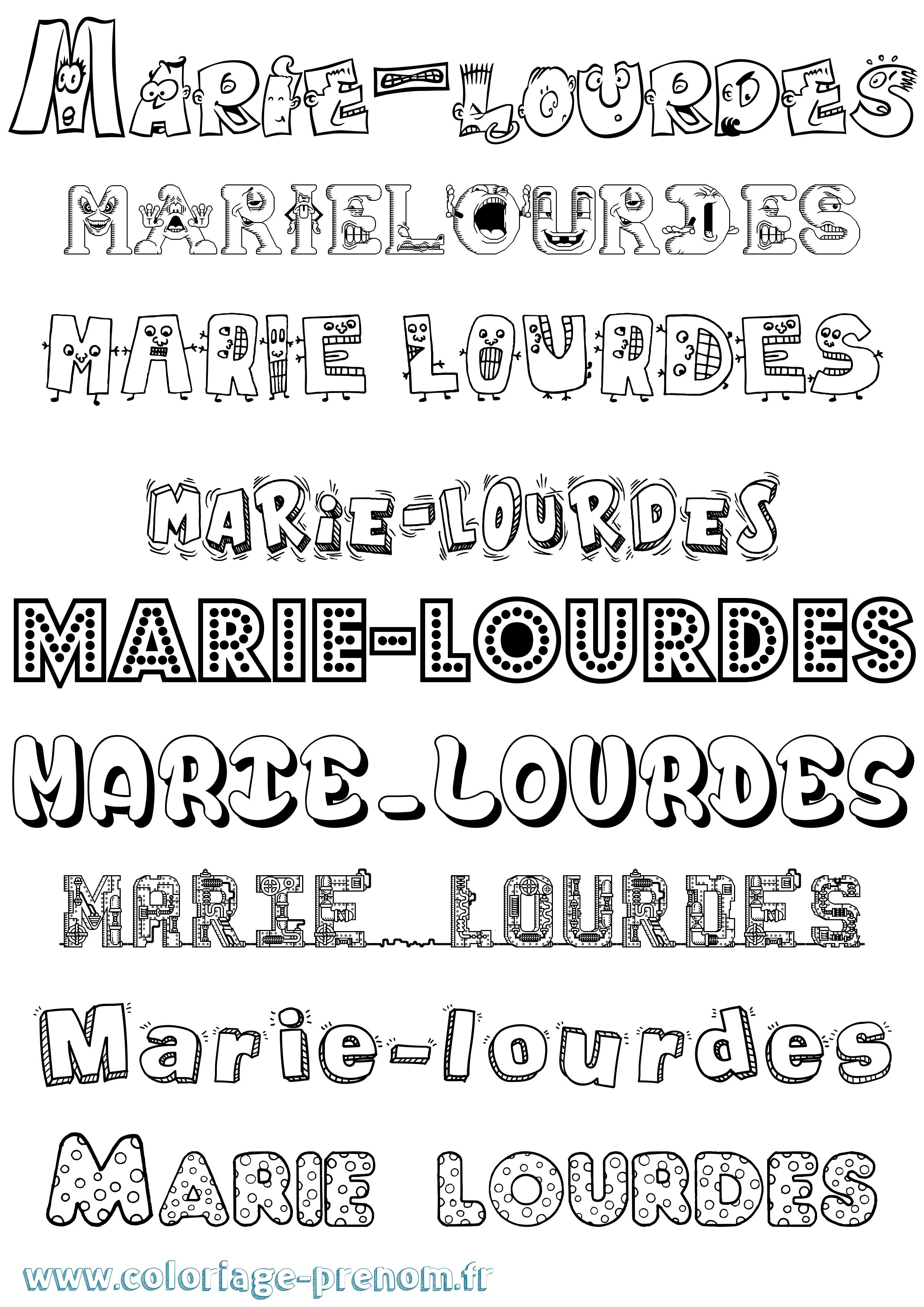 Coloriage Marie-Lourdes Fun Coloriage prénom Marie-Lourdes Fun