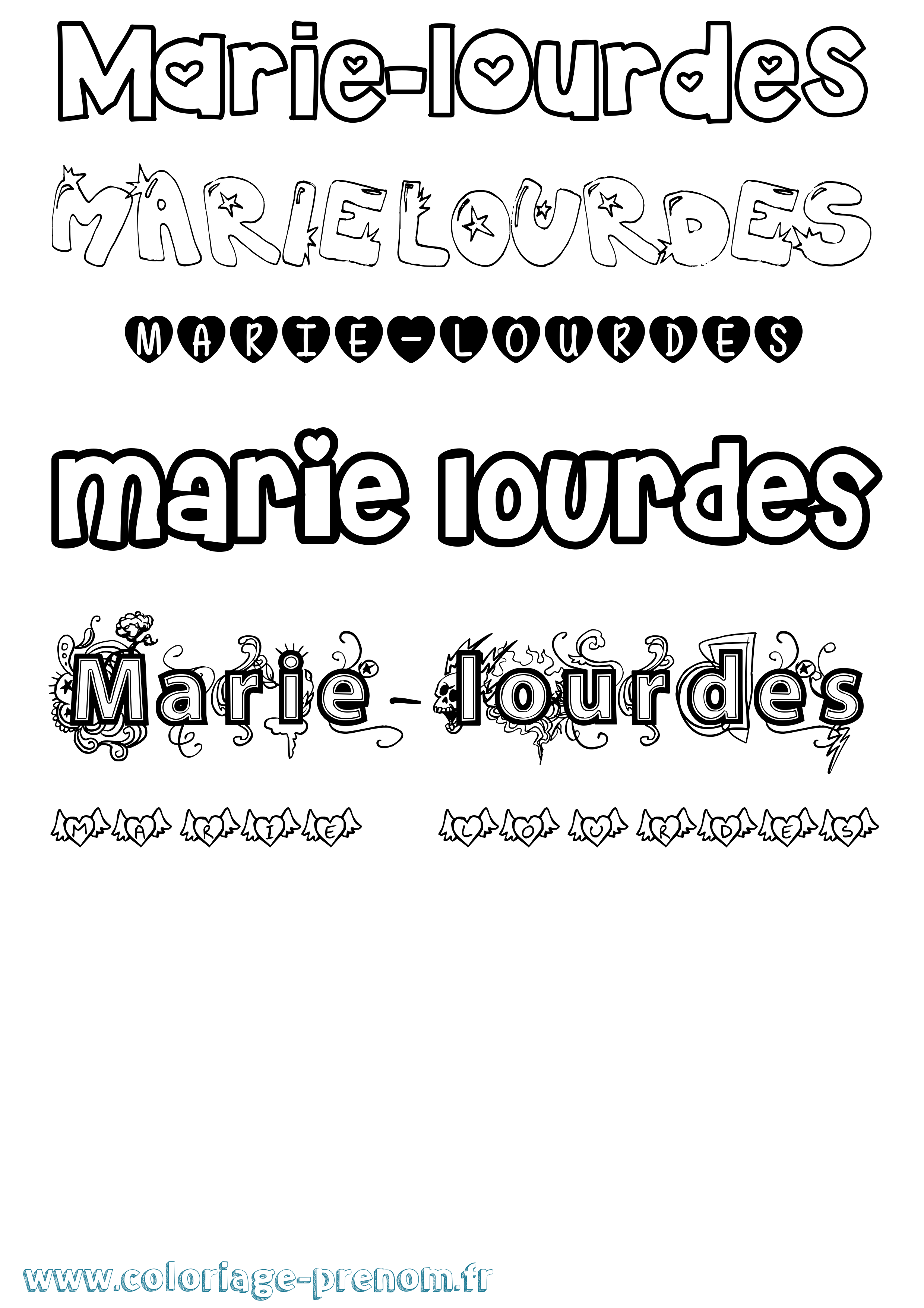 Coloriage Marie-Lourdes Girly Coloriage prénom Marie-Lourdes Girly