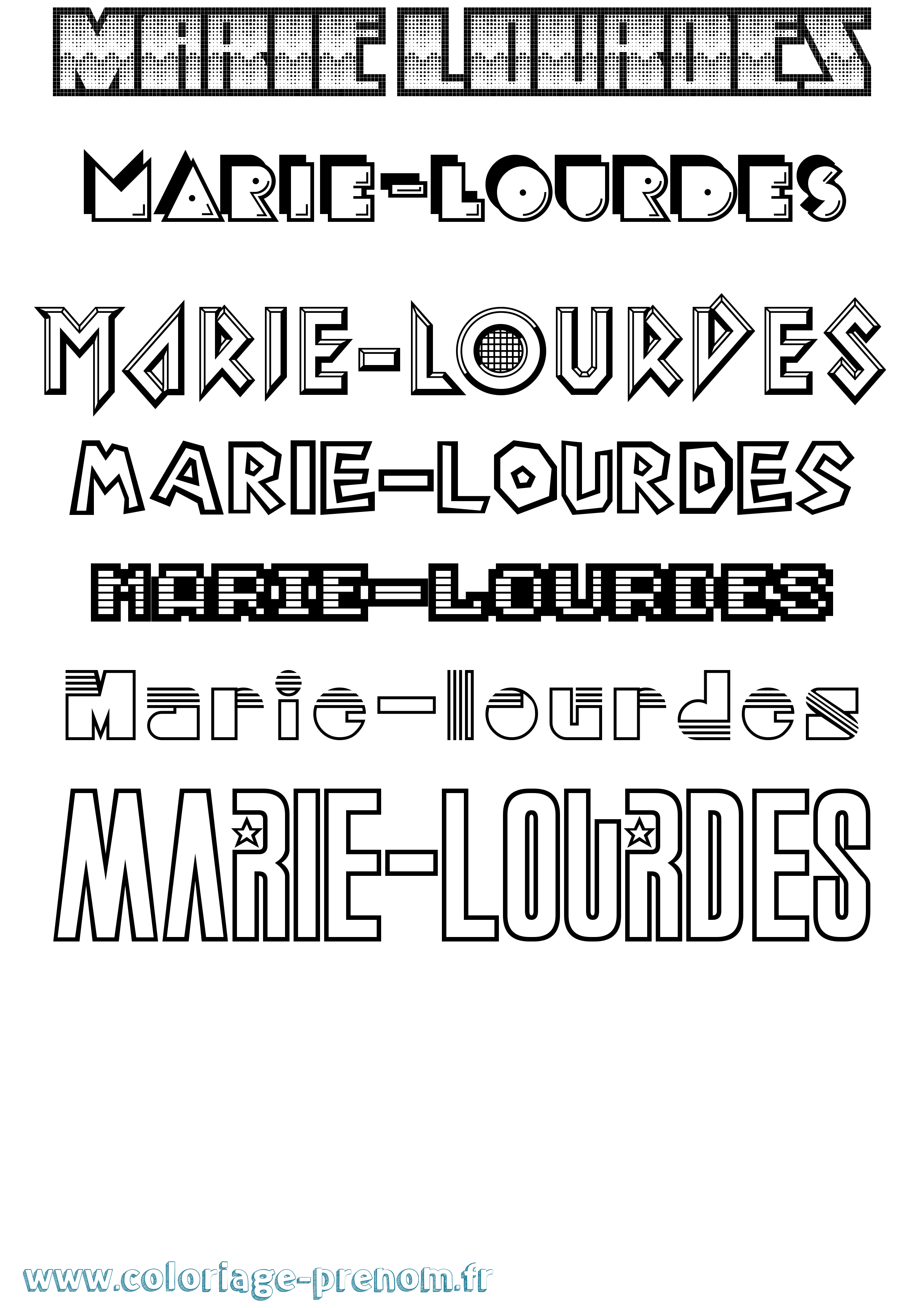 Coloriage Marie-Lourdes Jeux Vidéos Coloriage prénom Marie-Lourdes Jeux Vidéos