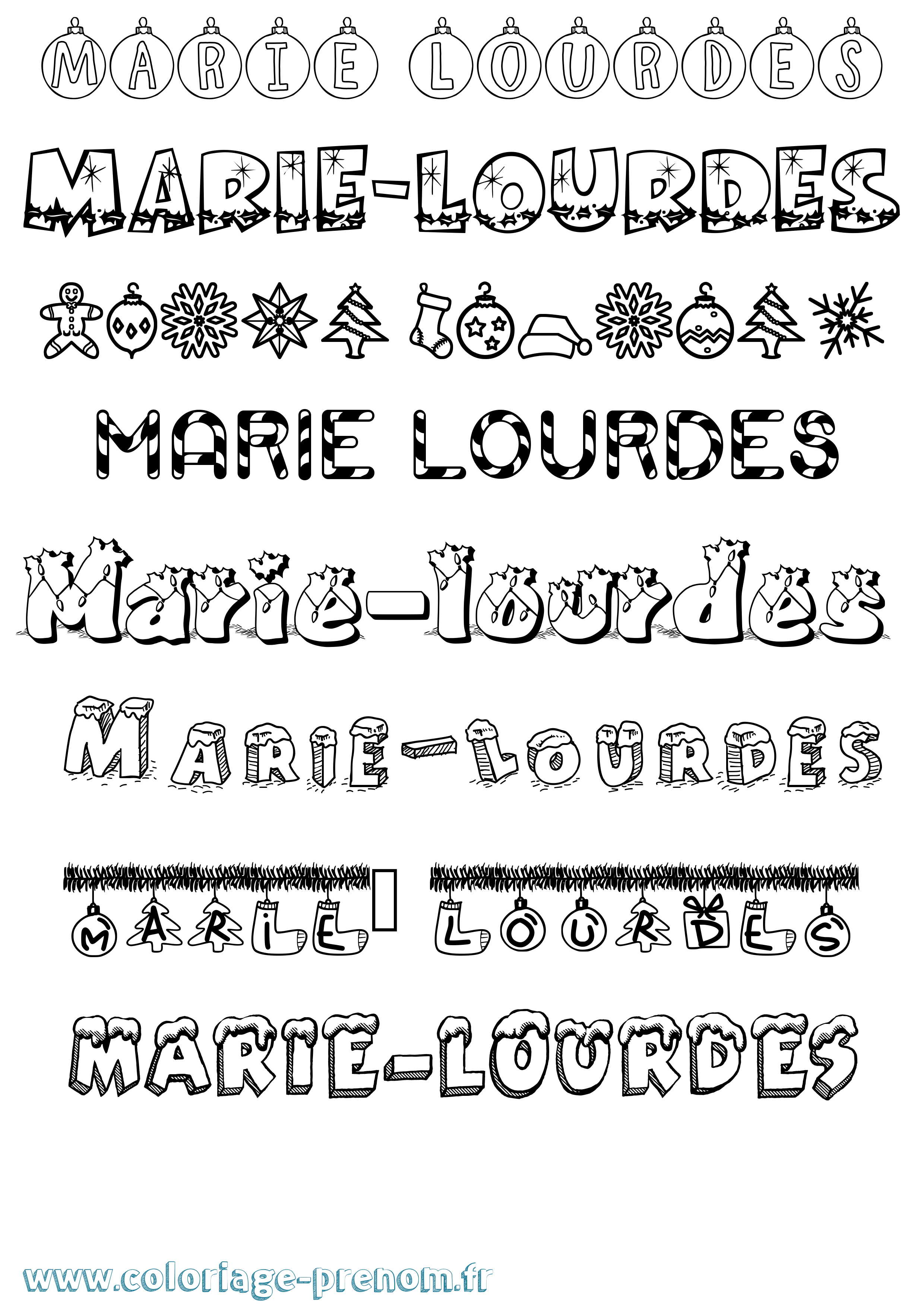Coloriage Marie-Lourdes Noël Coloriage prénom Marie-Lourdes Noël