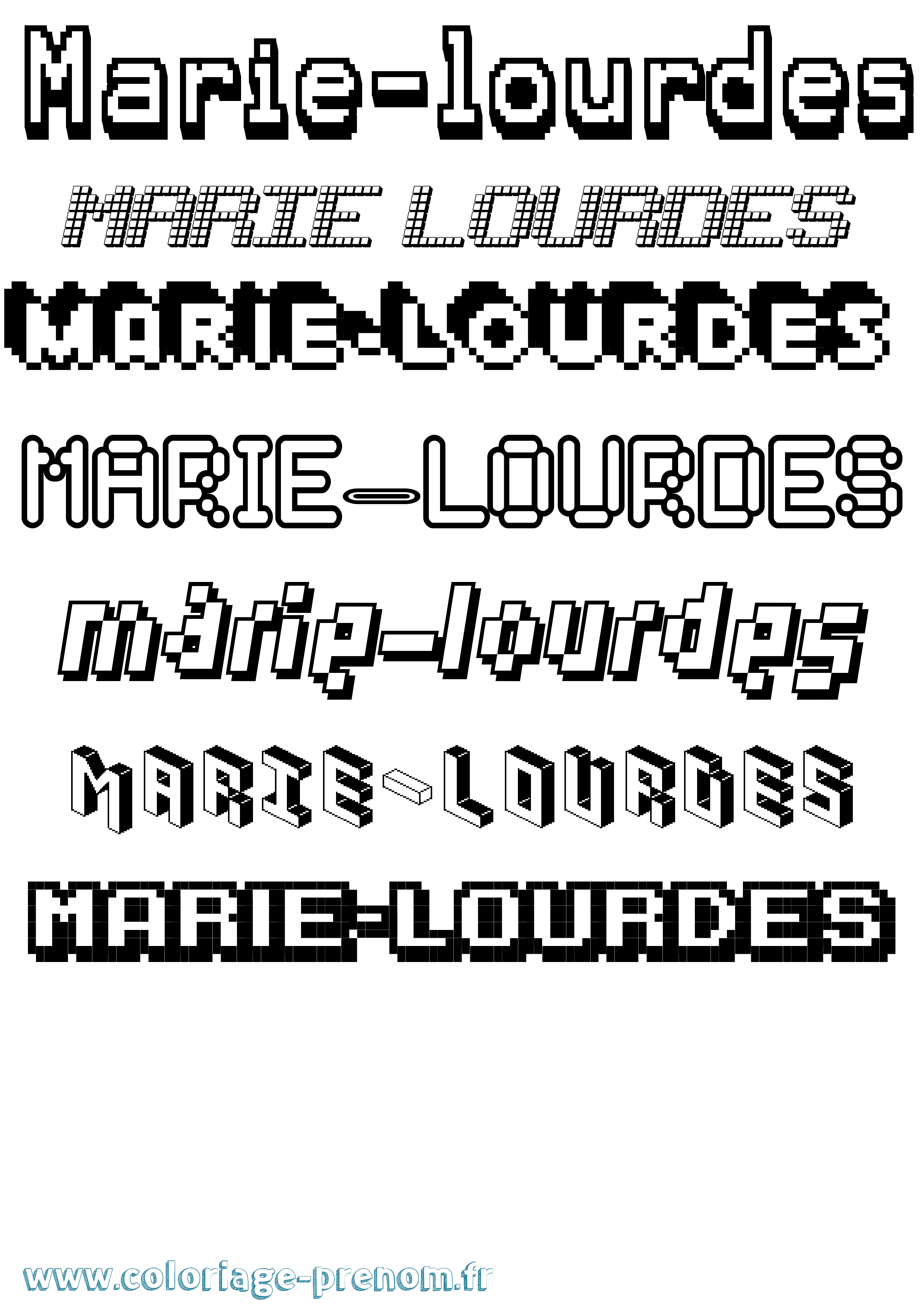 Coloriage Marie-Lourdes Pixel Coloriage prénom Marie-Lourdes Pixel