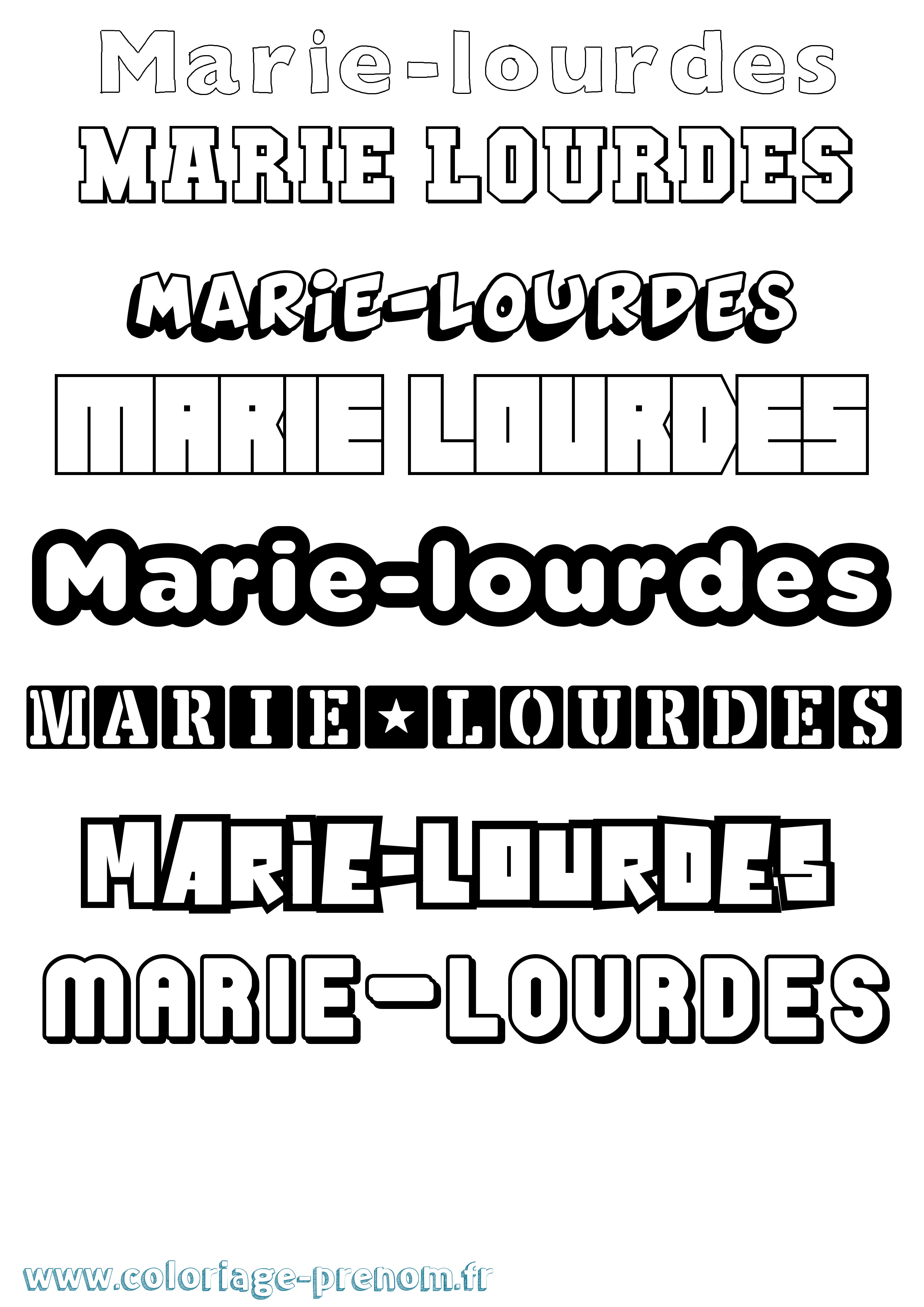 Coloriage Marie-Lourdes Simple Coloriage prénom Marie-Lourdes Simple
